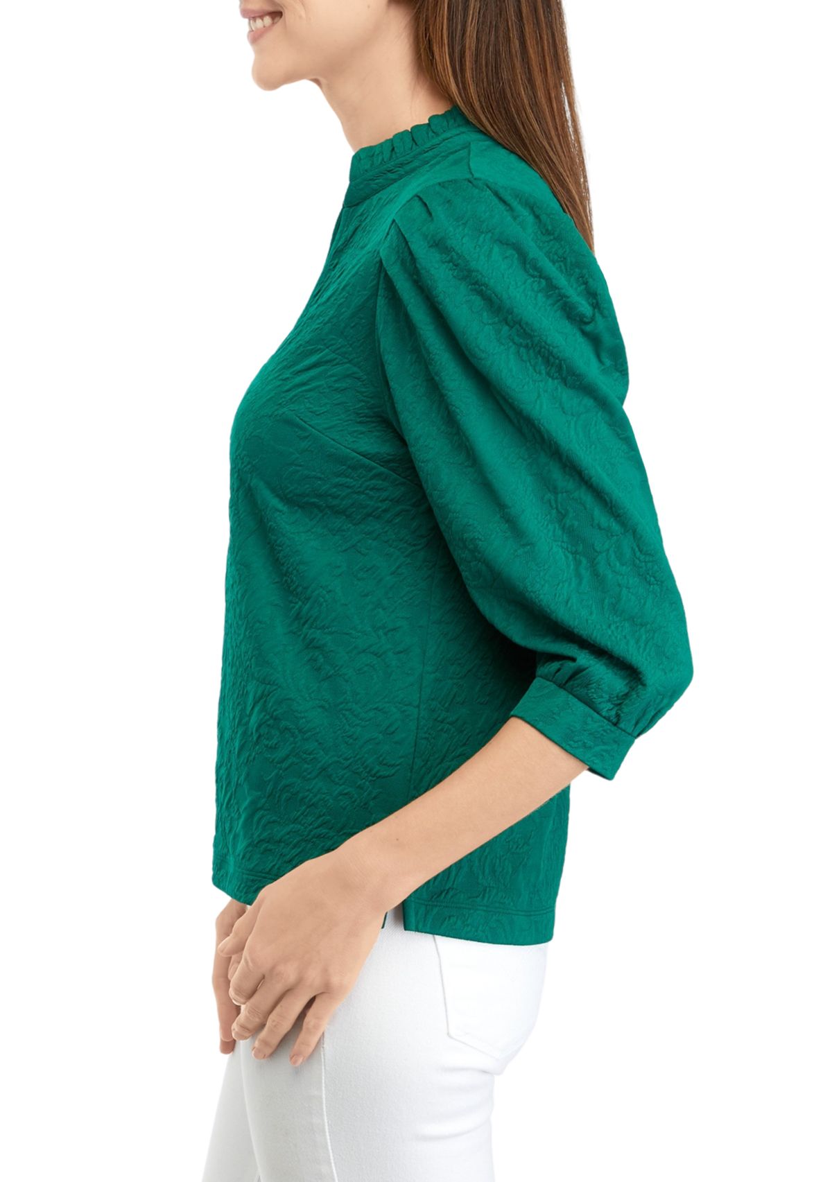 Womens Ruffle Split Neck Top 