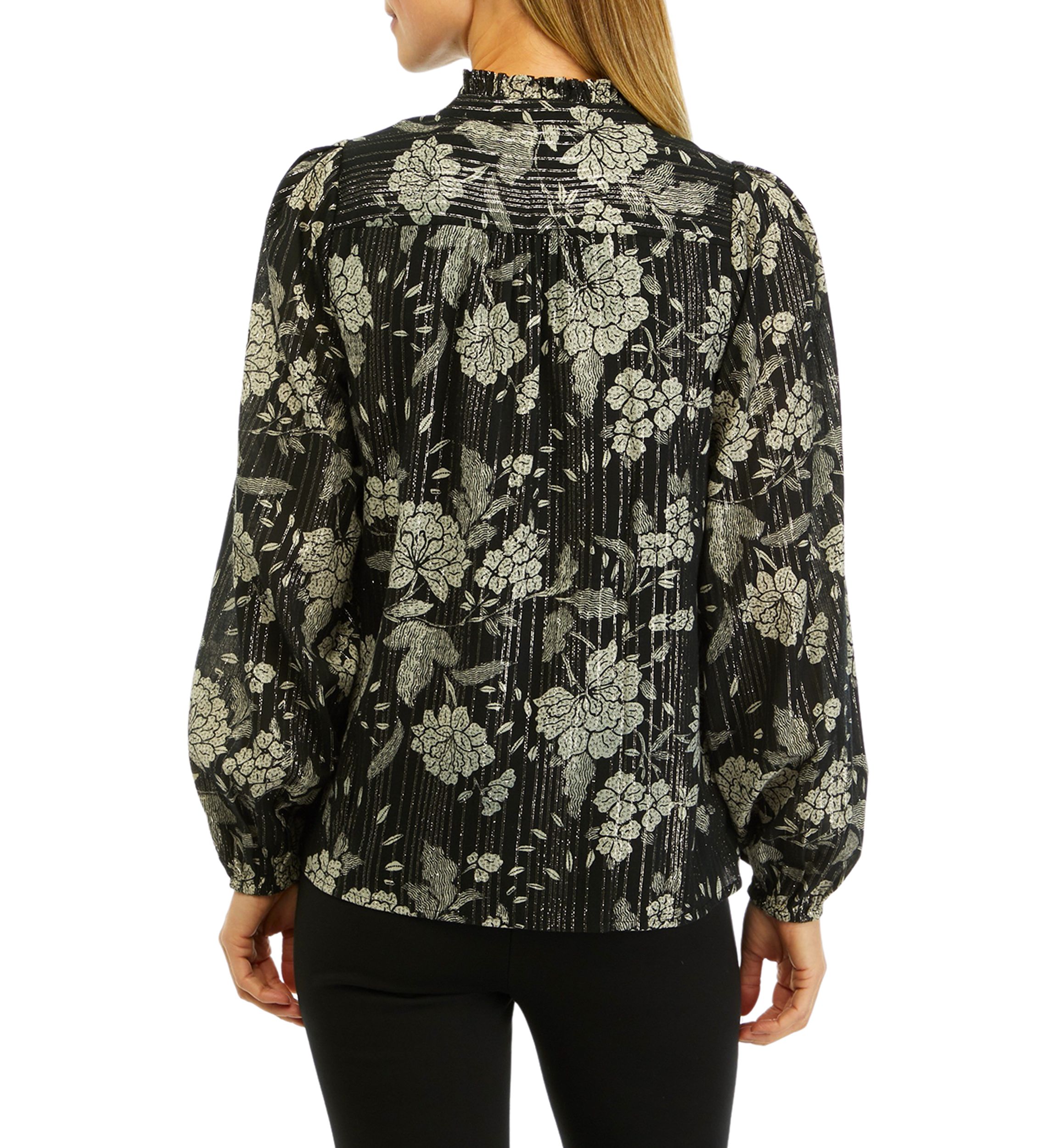 Womens Printed Peasant Shine Top