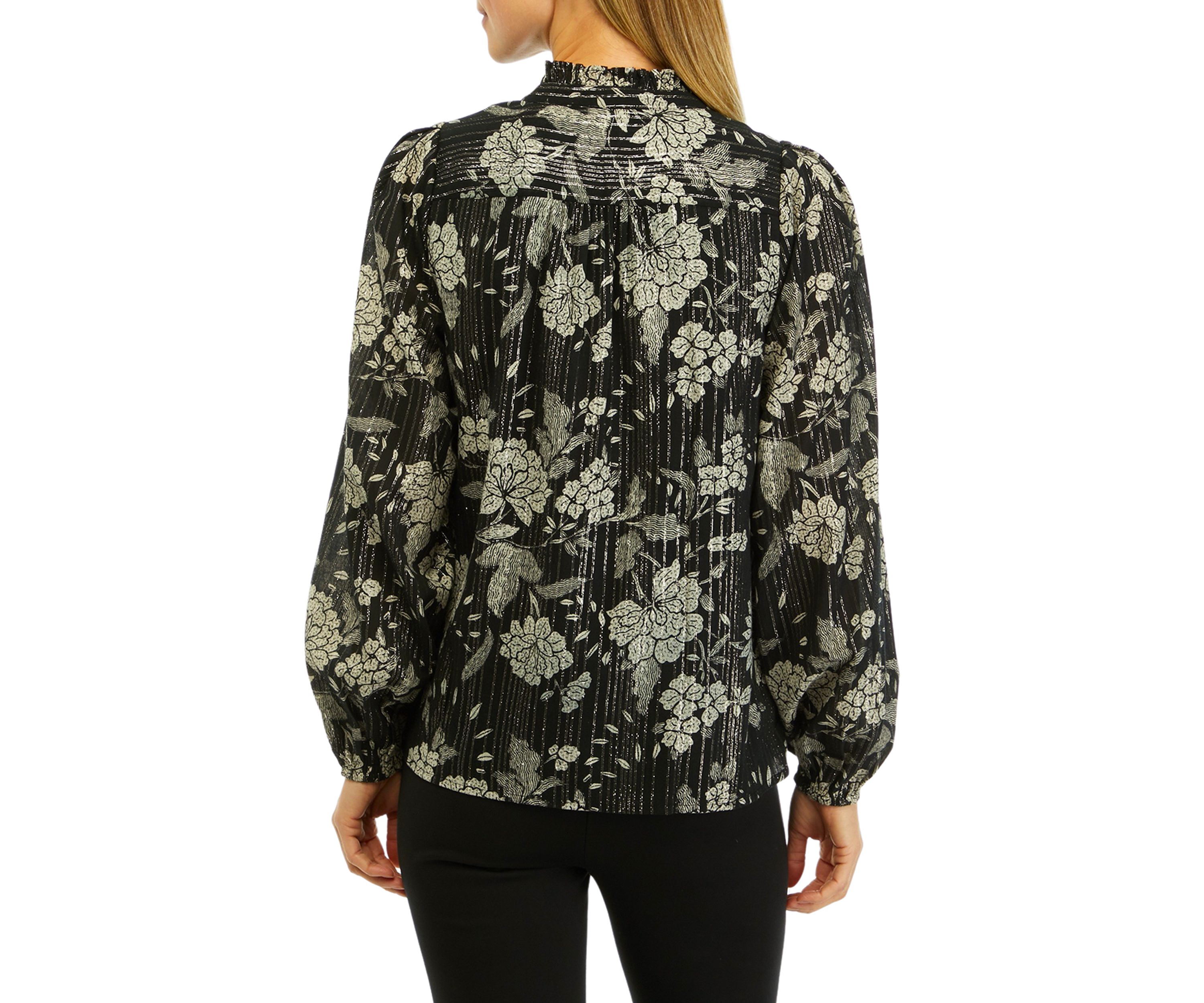 Womens Printed Peasant Shine Top