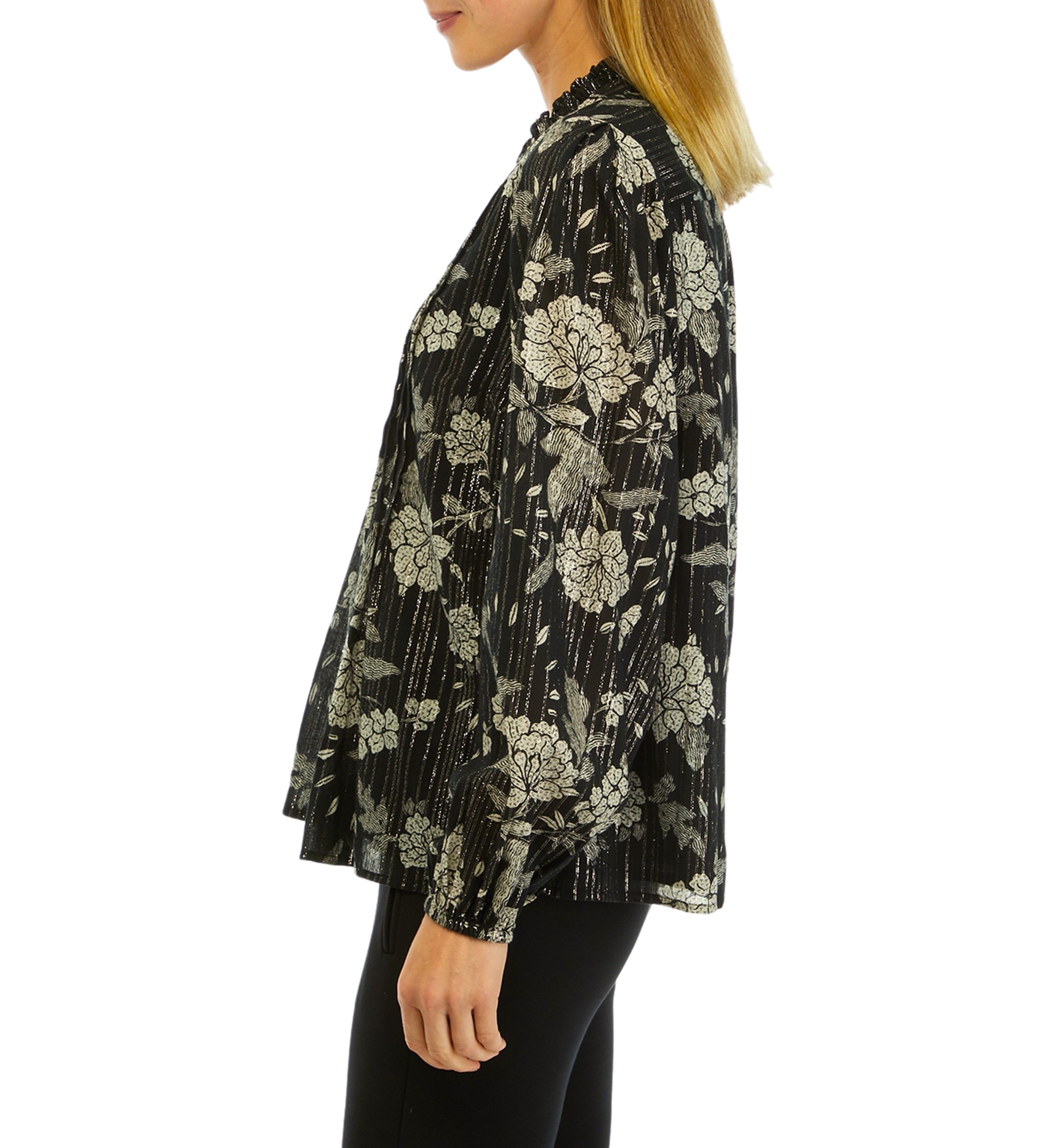 Womens Printed Peasant Shine Top