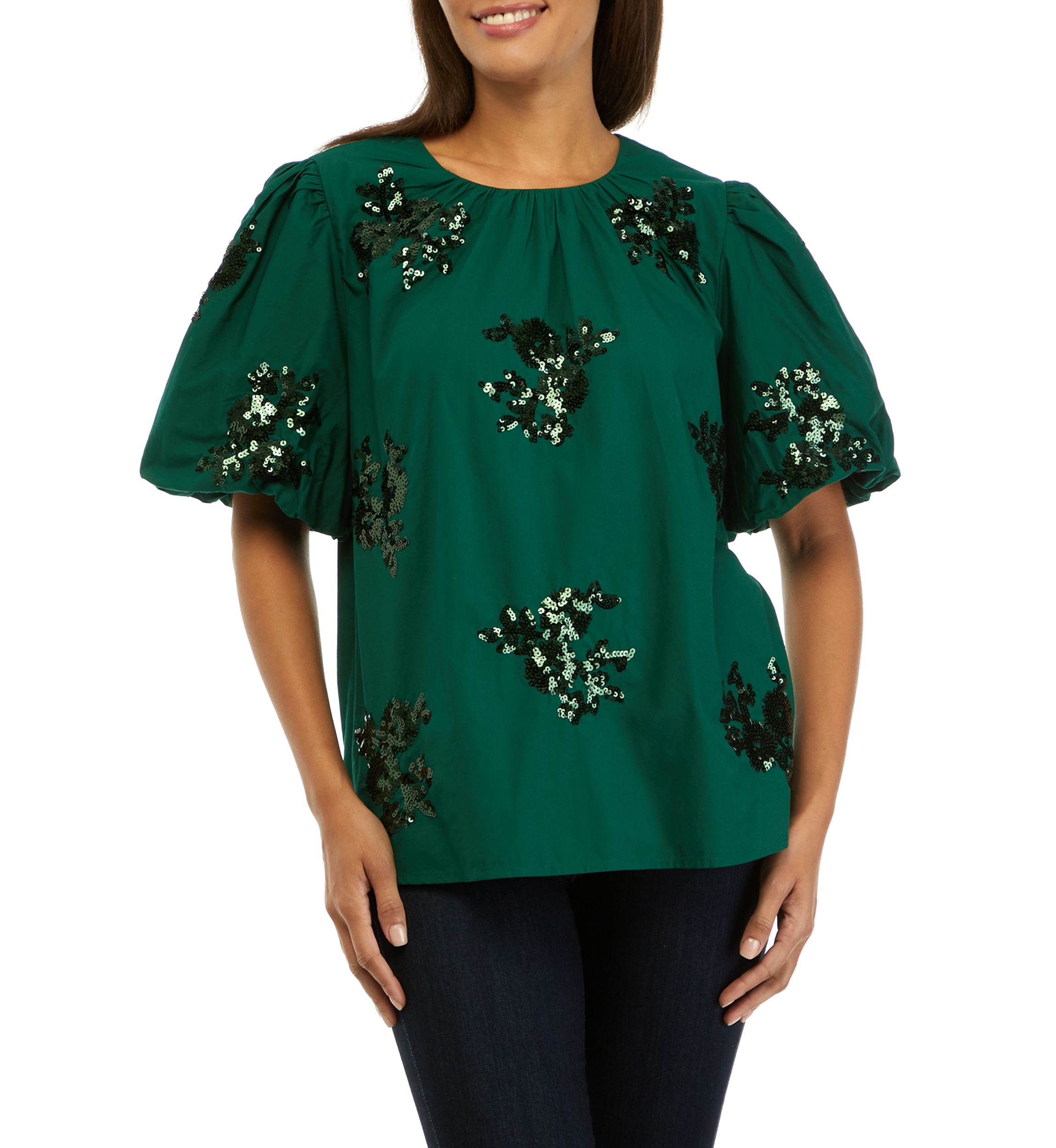 Womens Sequin Appliqué Top