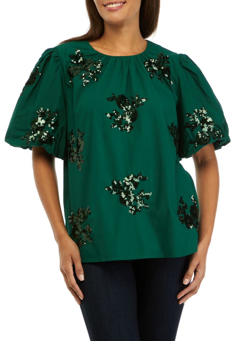 Womens Sequin Appliqué Top