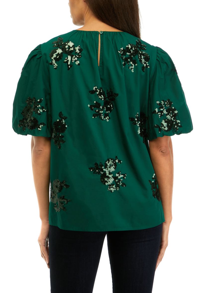 Womens Sequin Appliqué Top