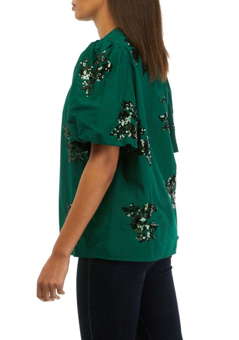 Womens Sequin Appliqué Top