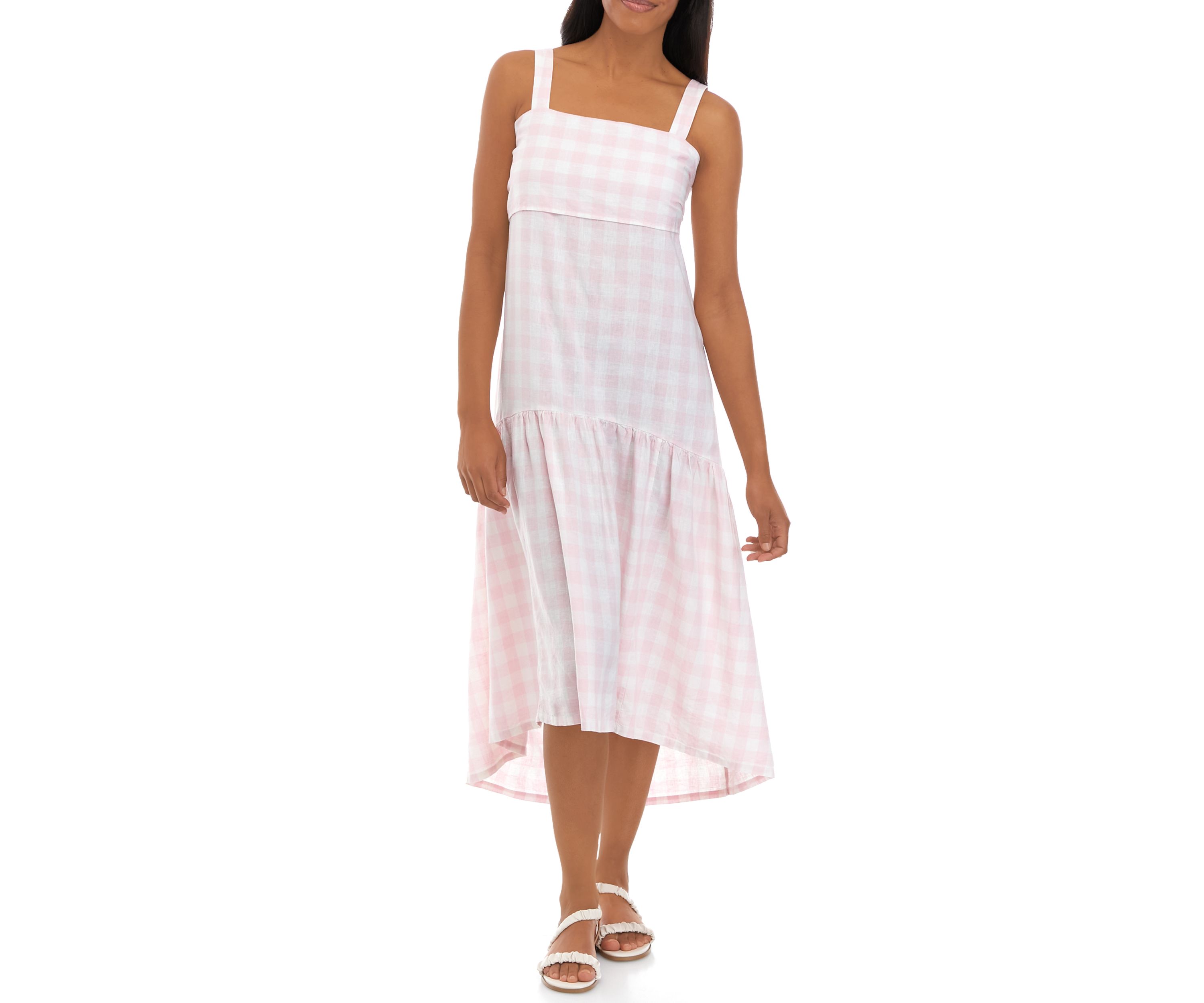 Womens Sleeveless Tie Back Yarn Dyed Dress