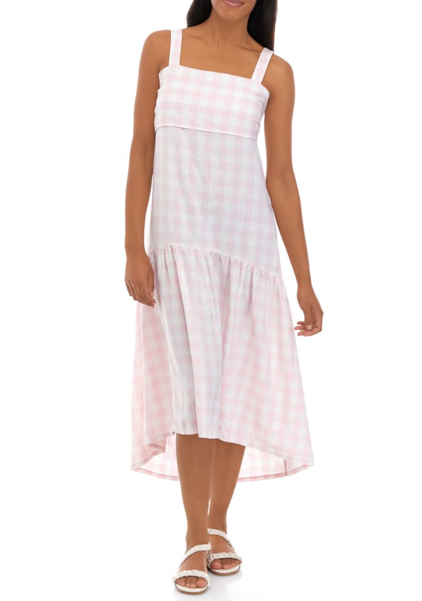 Womens Sleeveless Tie Back Yarn Dyed Dress