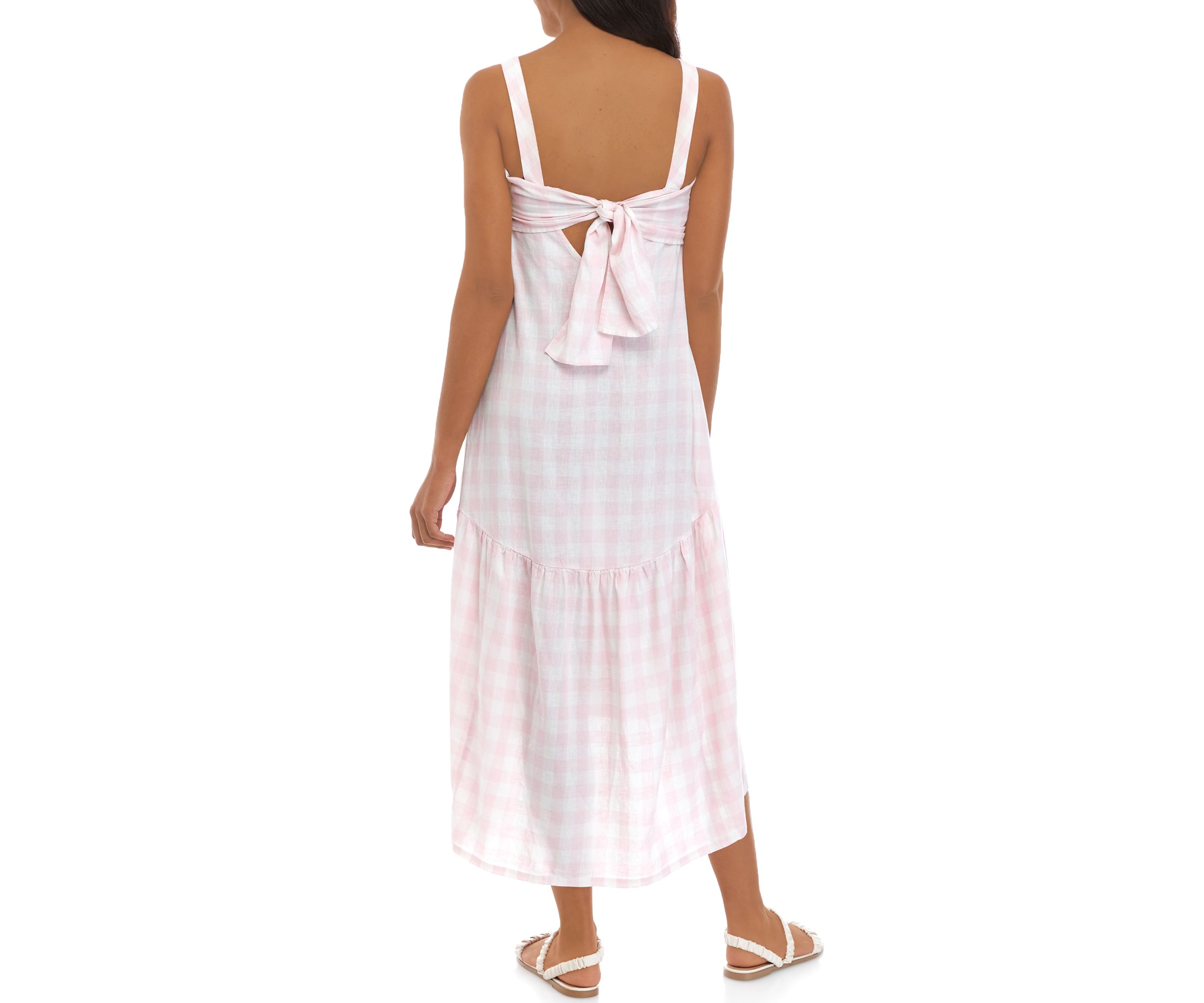 Womens Sleeveless Tie Back Yarn Dyed Dress