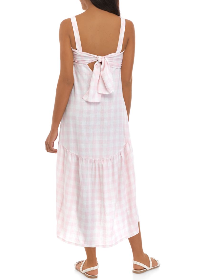 Womens Sleeveless Tie Back Yarn Dyed Dress