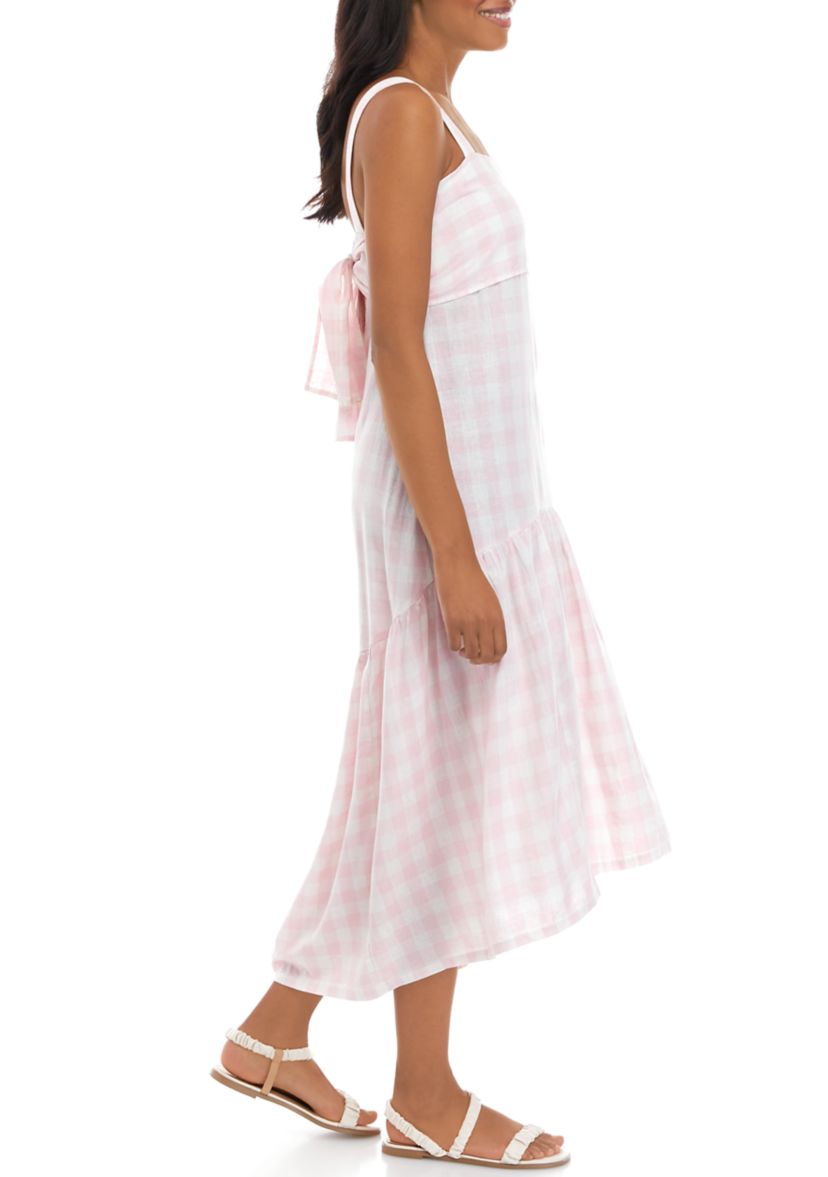Womens Sleeveless Tie Back Yarn Dyed Dress