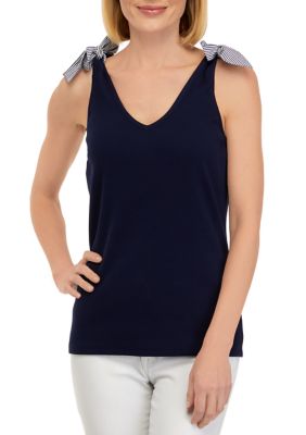 Crown & Ivy™ Women's Ribbed Tank Top with Bows | belk