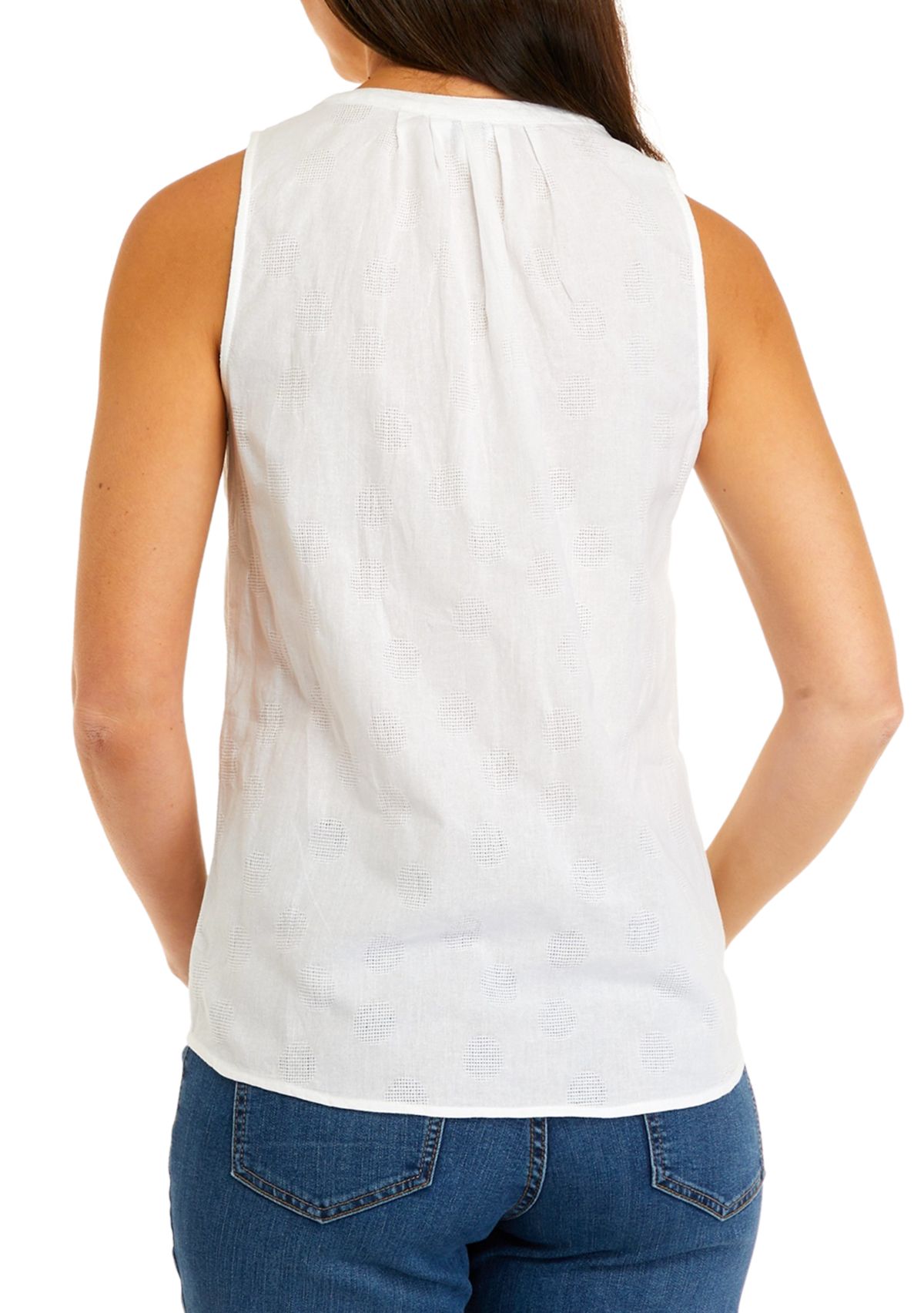 Womens Sleeveless Solid Peasant Top