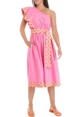 Crown & Ivy Women’s One-Shoulder Dress, Pink, 4