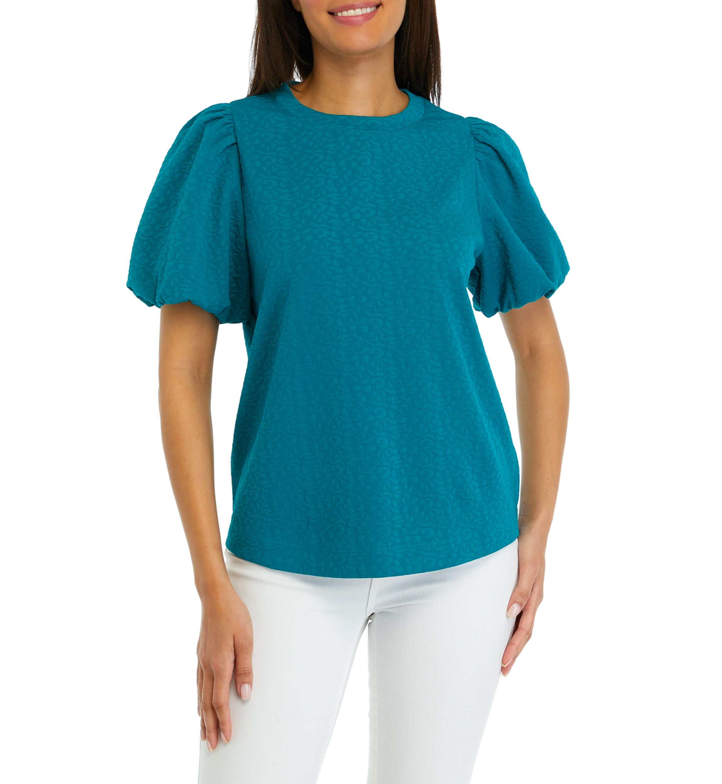 Womens Solid Jacquard Top