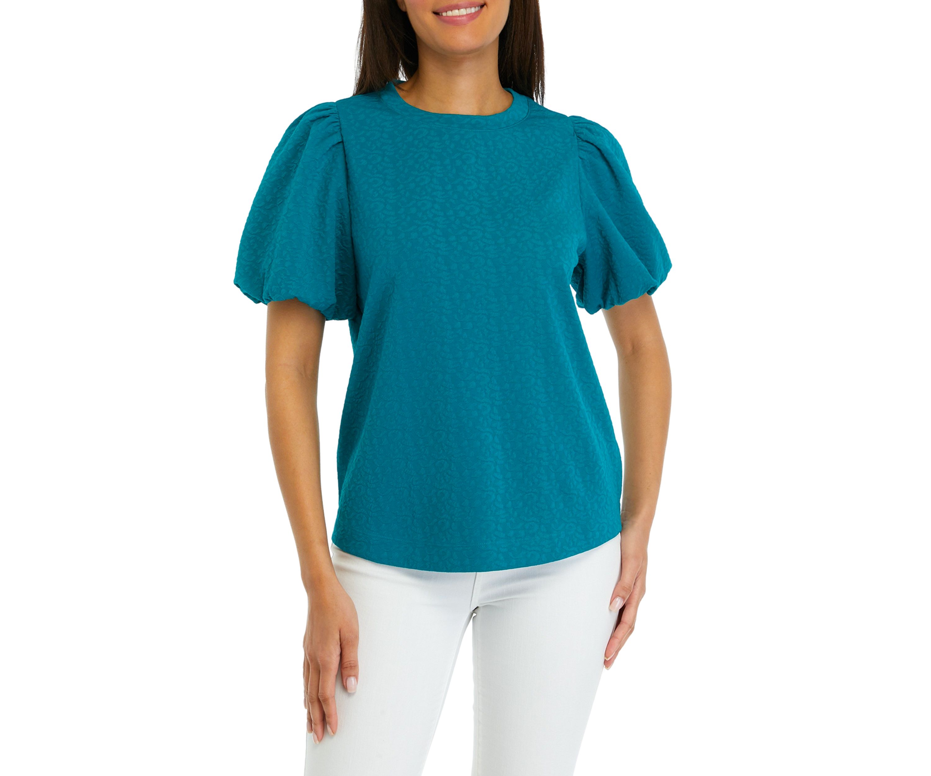 Womens Solid Jacquard Top