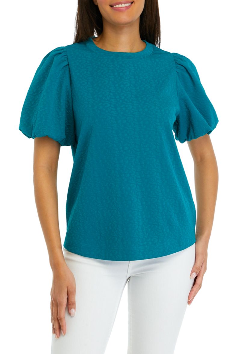 Womens Solid Jacquard Top