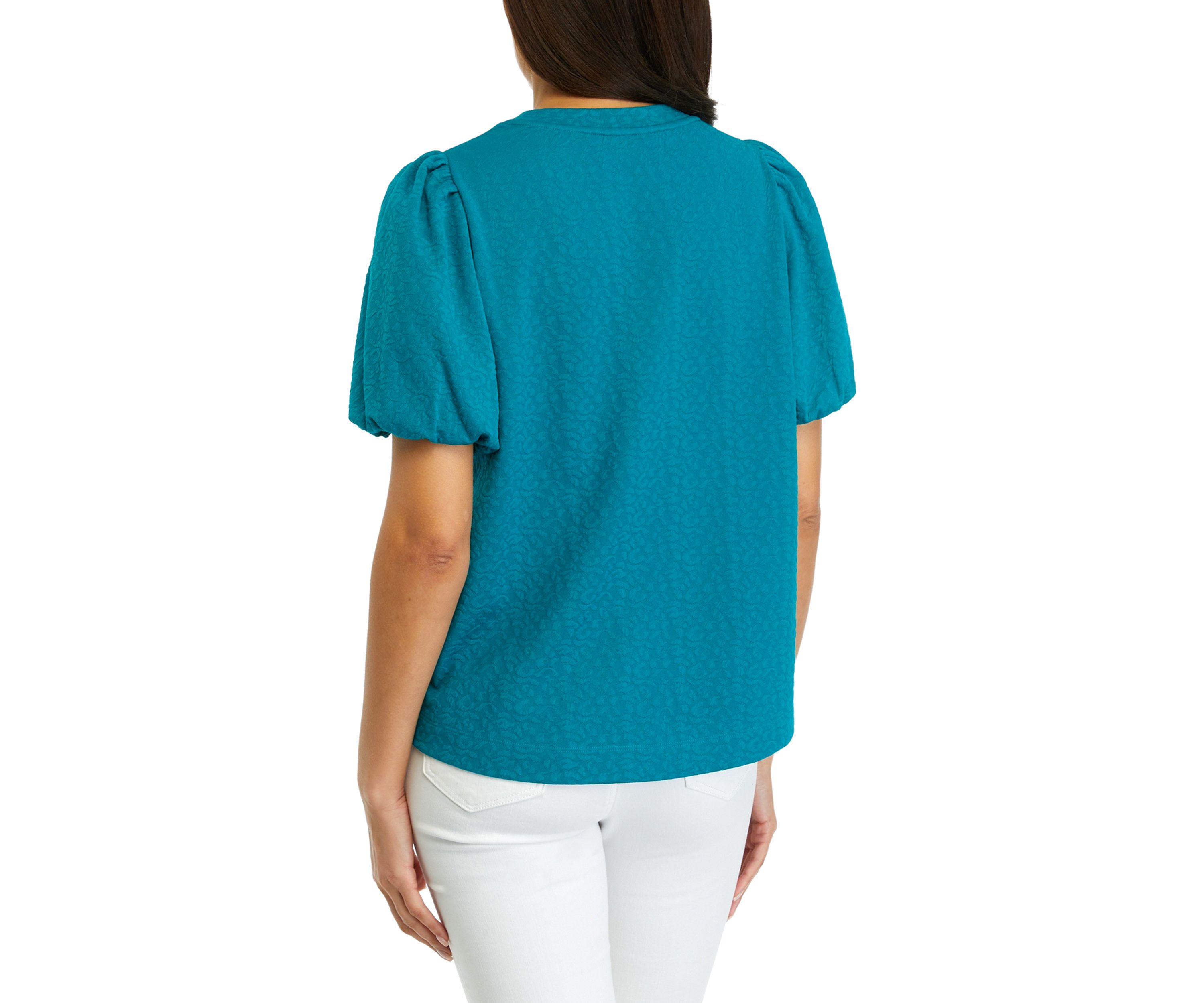 Womens Solid Jacquard Top