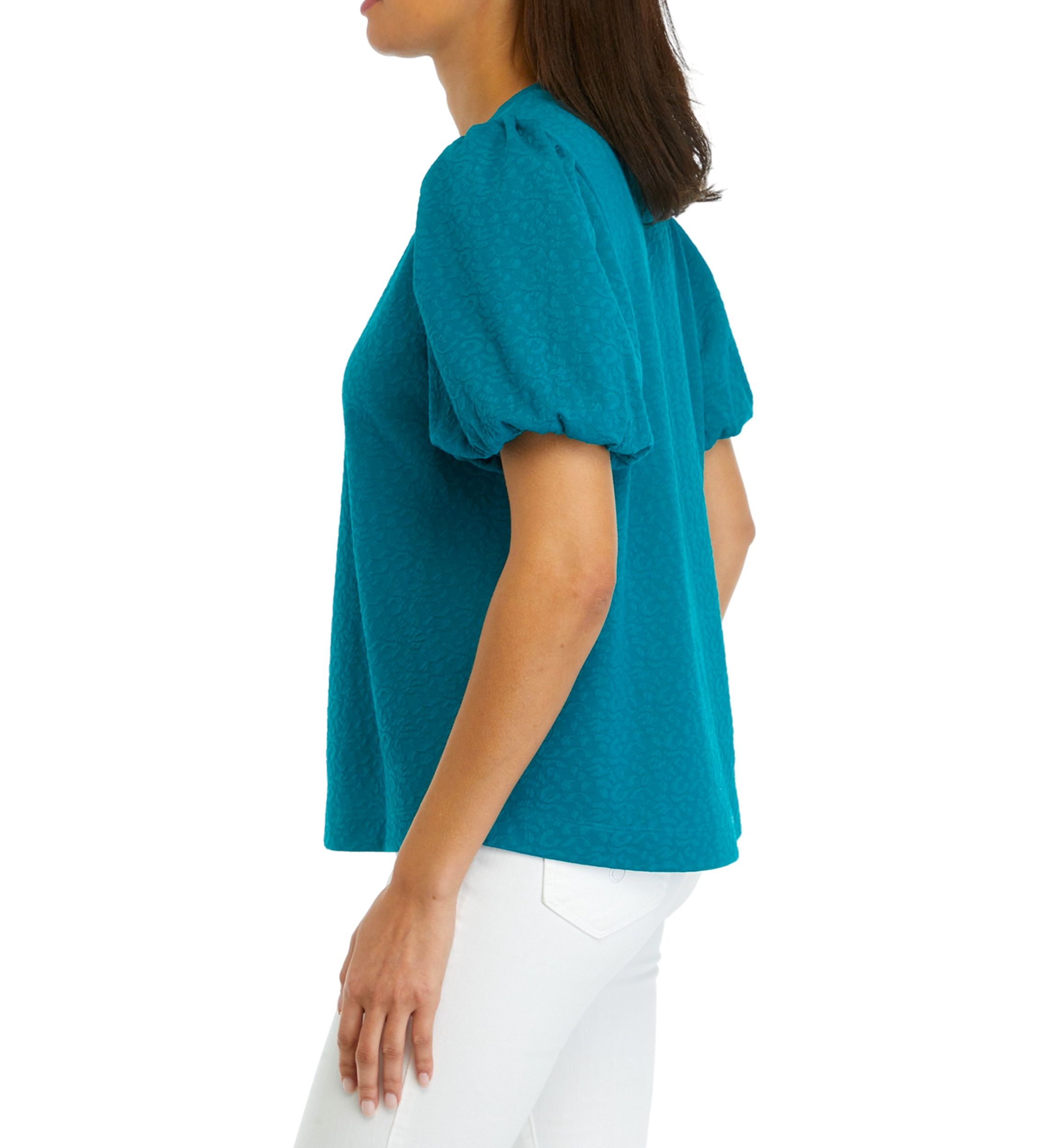 Womens Solid Jacquard Top
