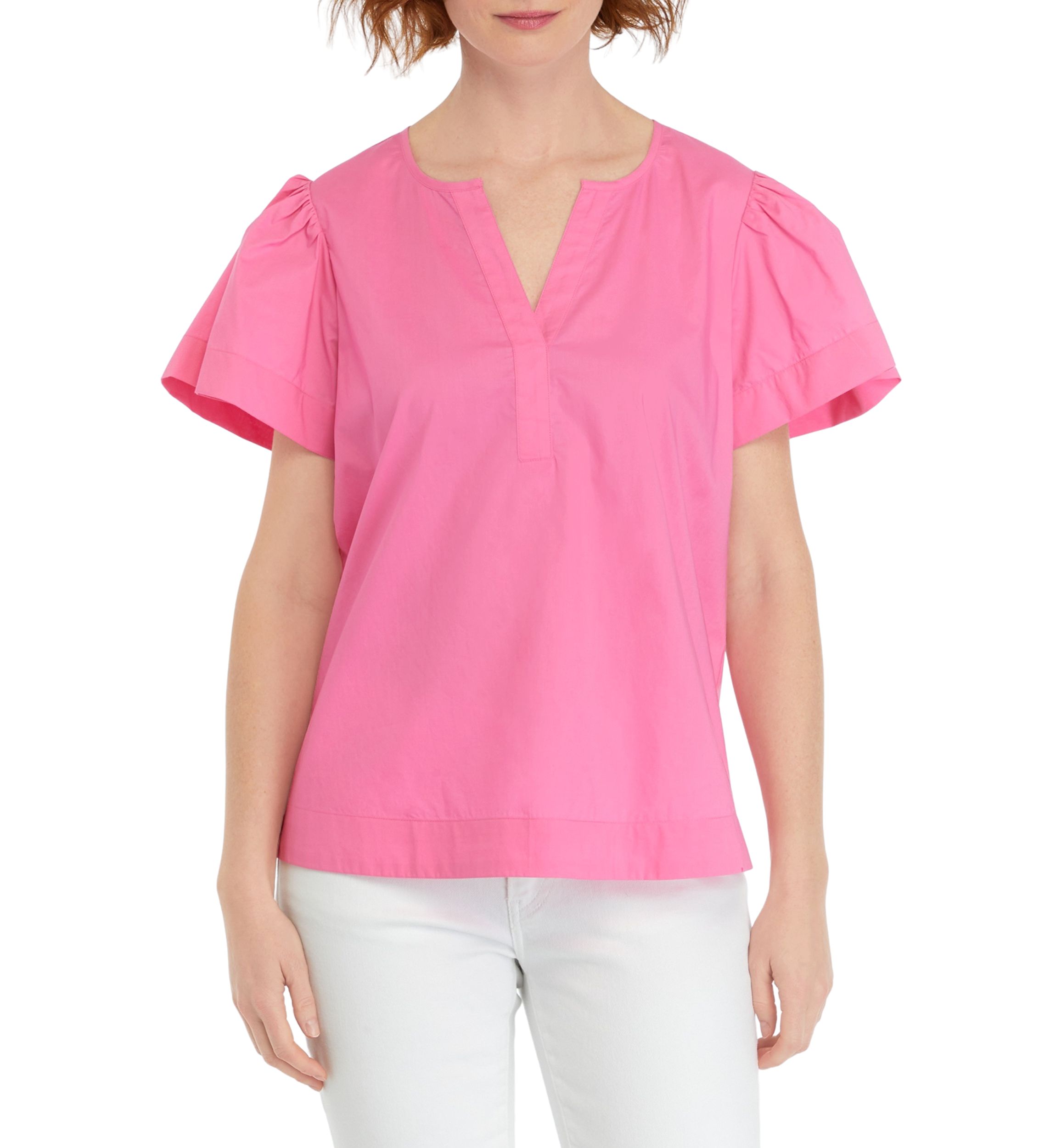Womens Embroidered Split Neck Top