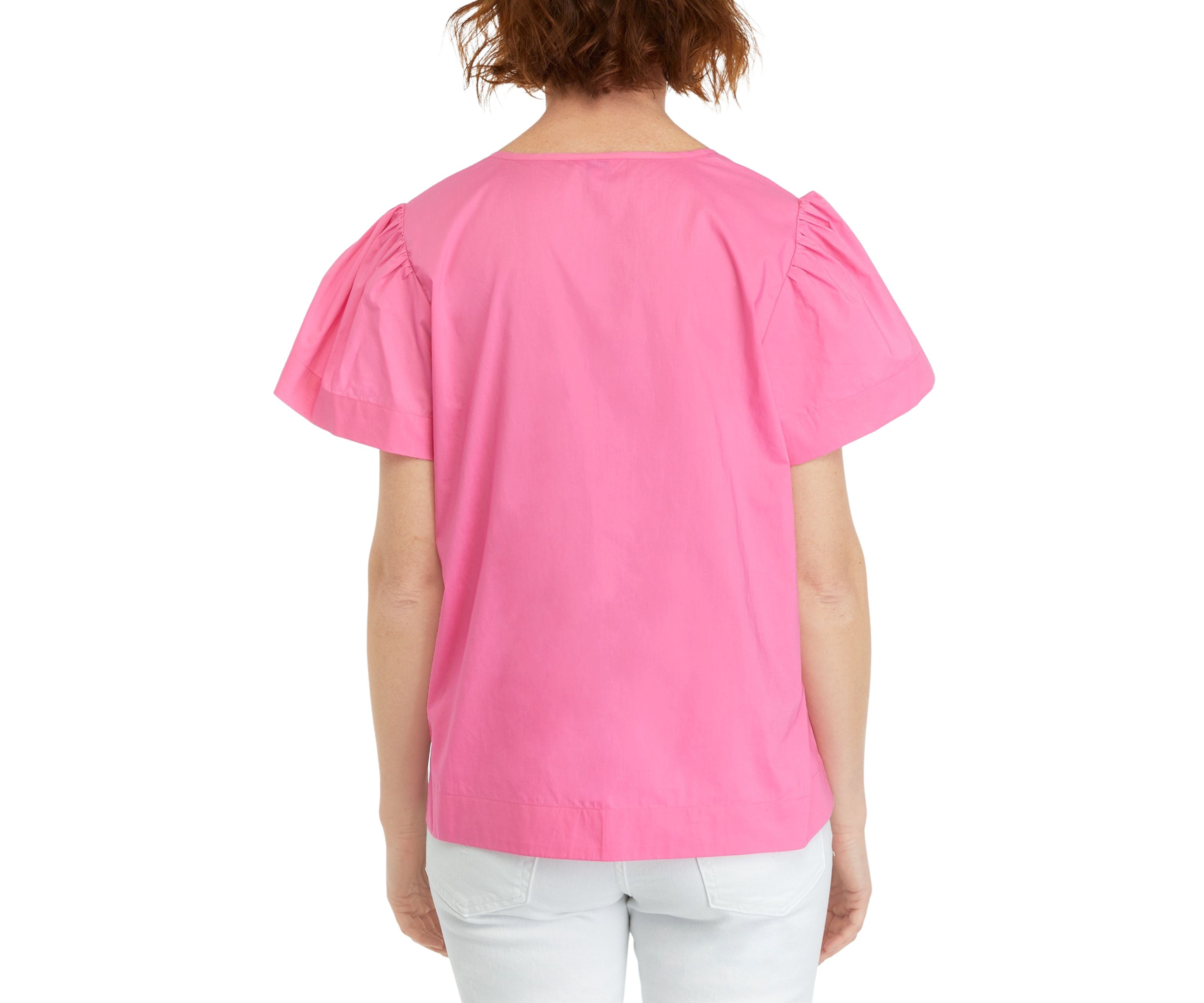 Womens Embroidered Split Neck Top
