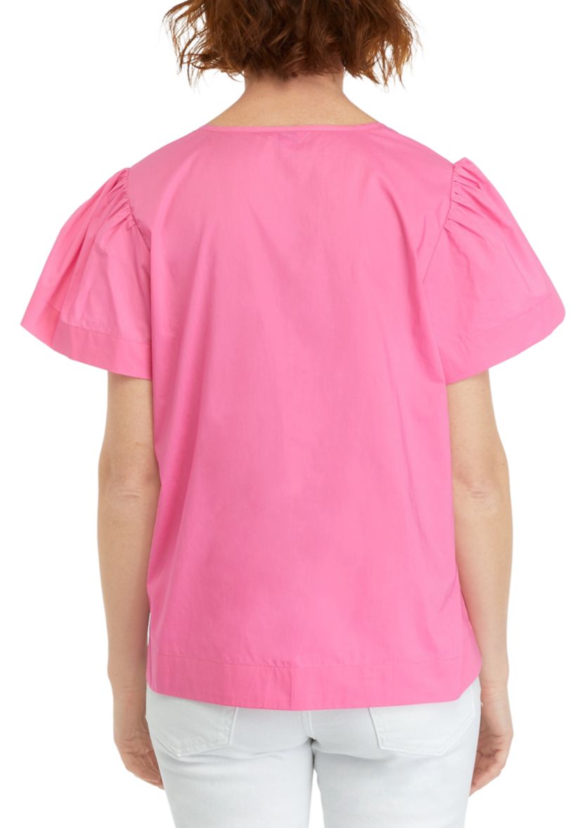 Womens Embroidered Split Neck Top