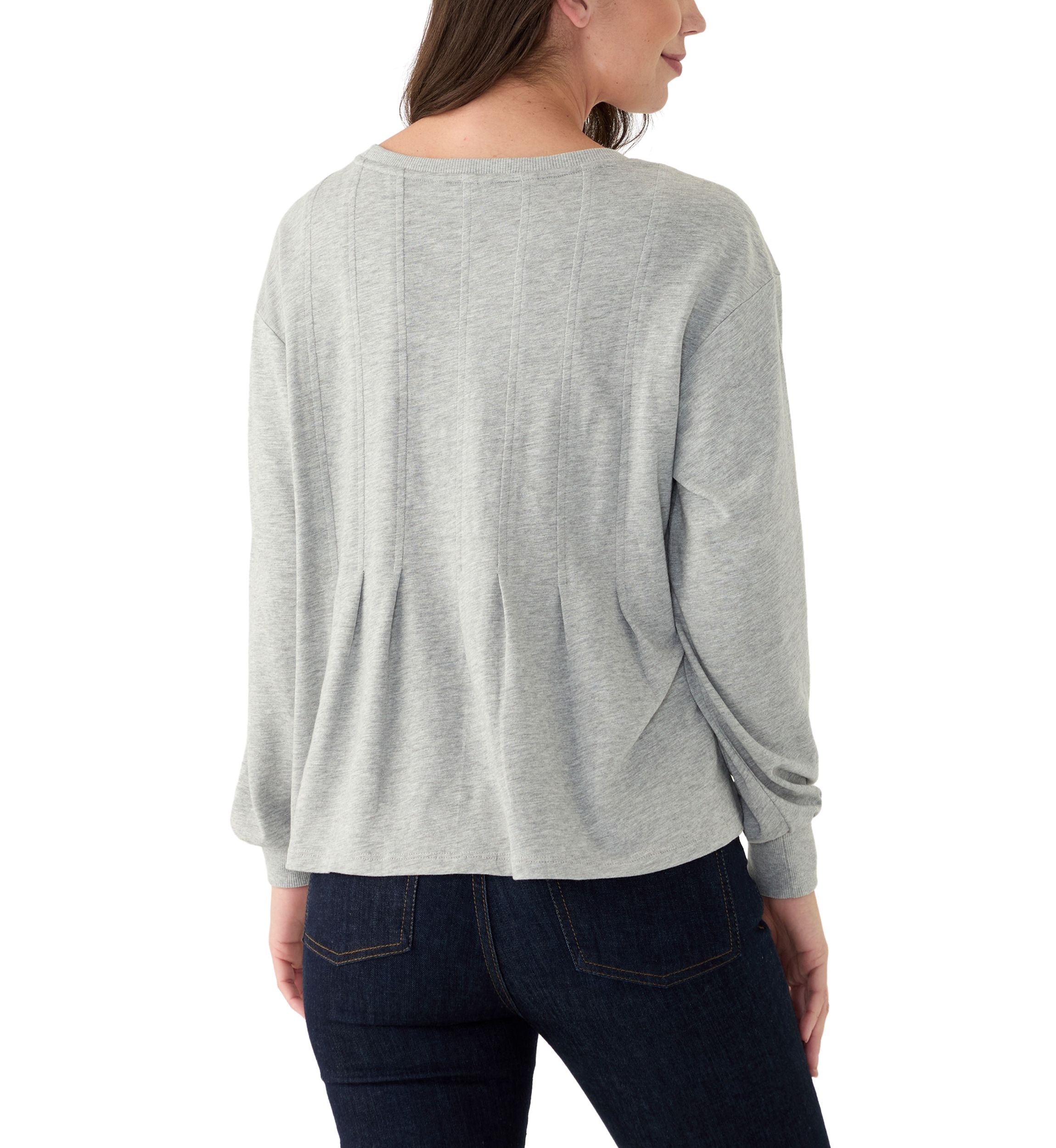 Womens Solid Pleated Front Sweatshirt