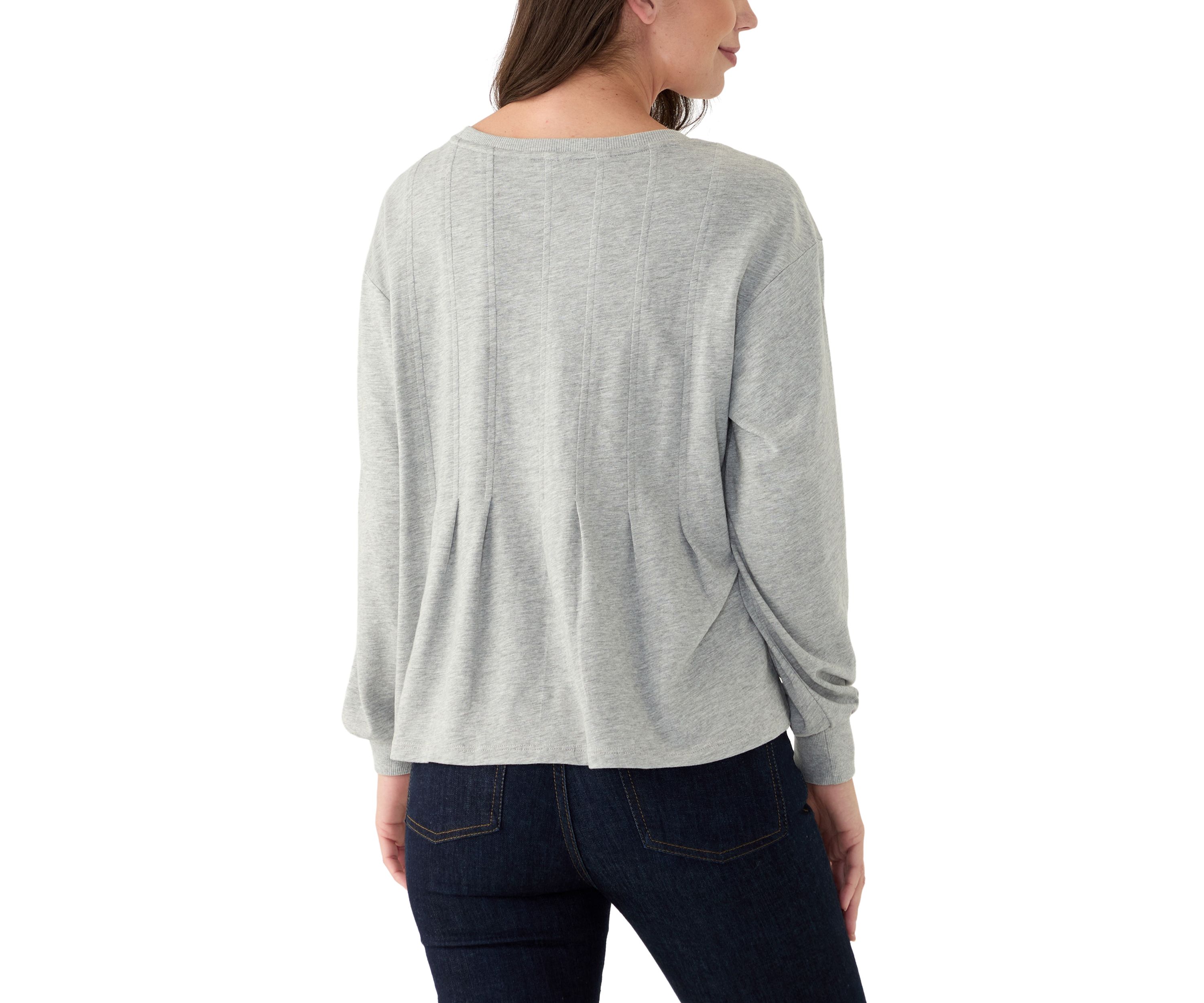 Womens Solid Pleated Front Sweatshirt
