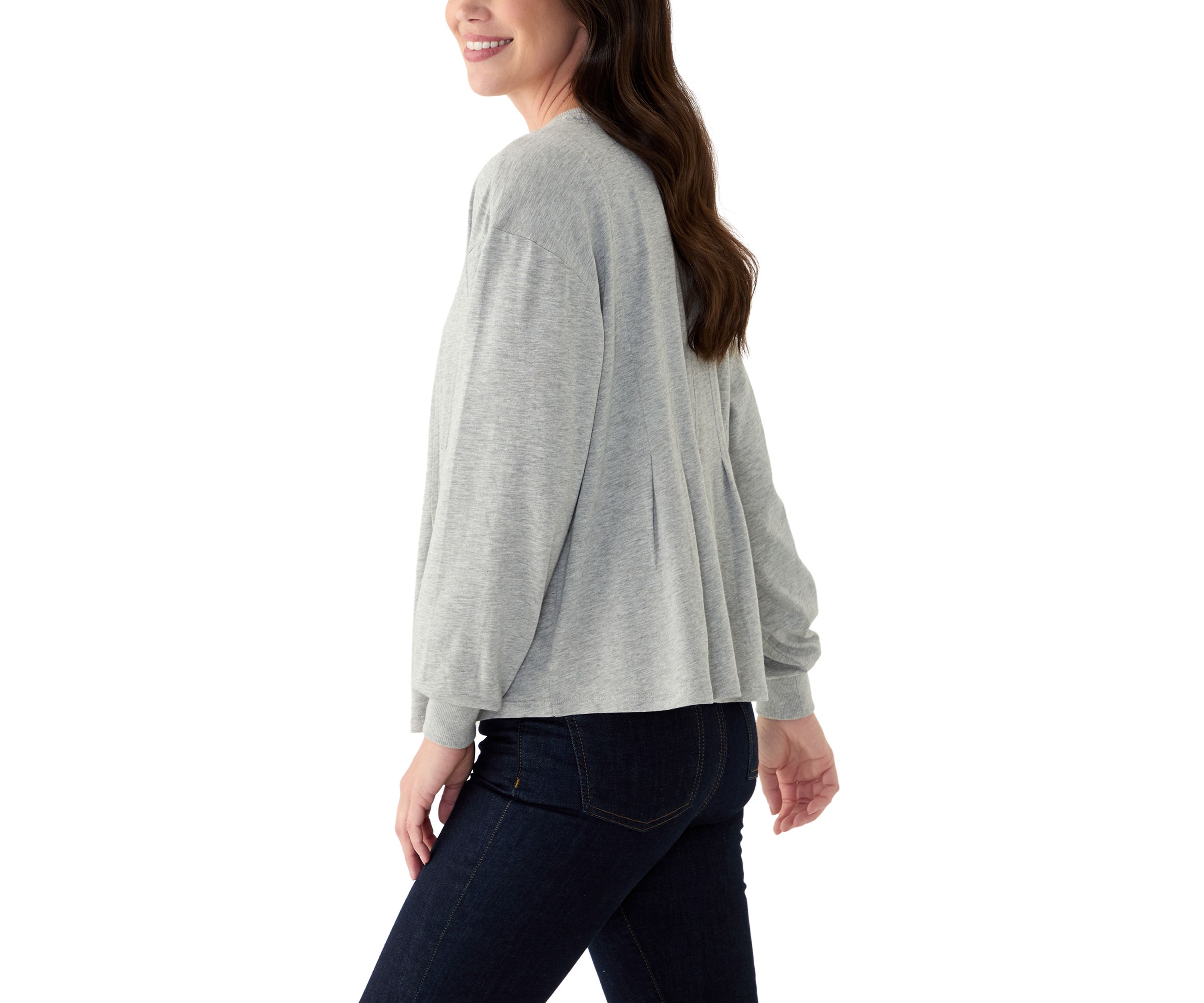 Womens Solid Pleated Front Sweatshirt