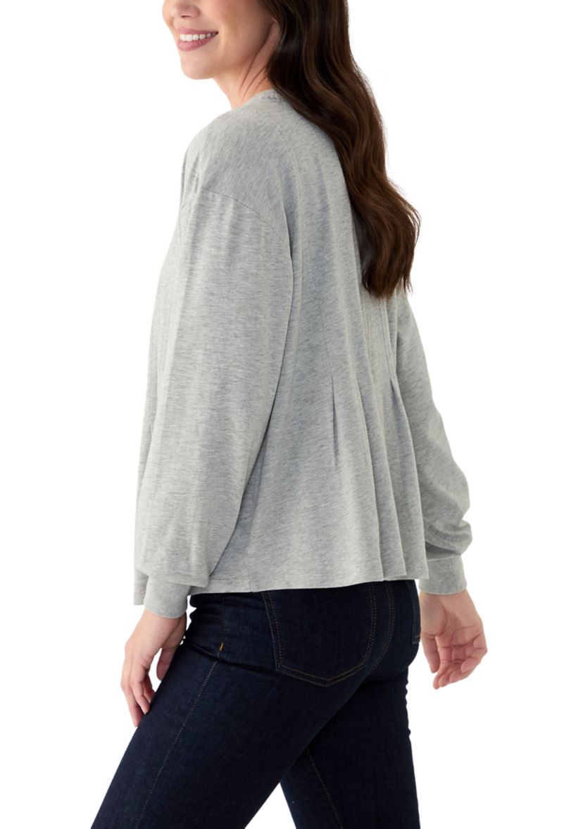 Womens Solid Pleated Front Sweatshirt