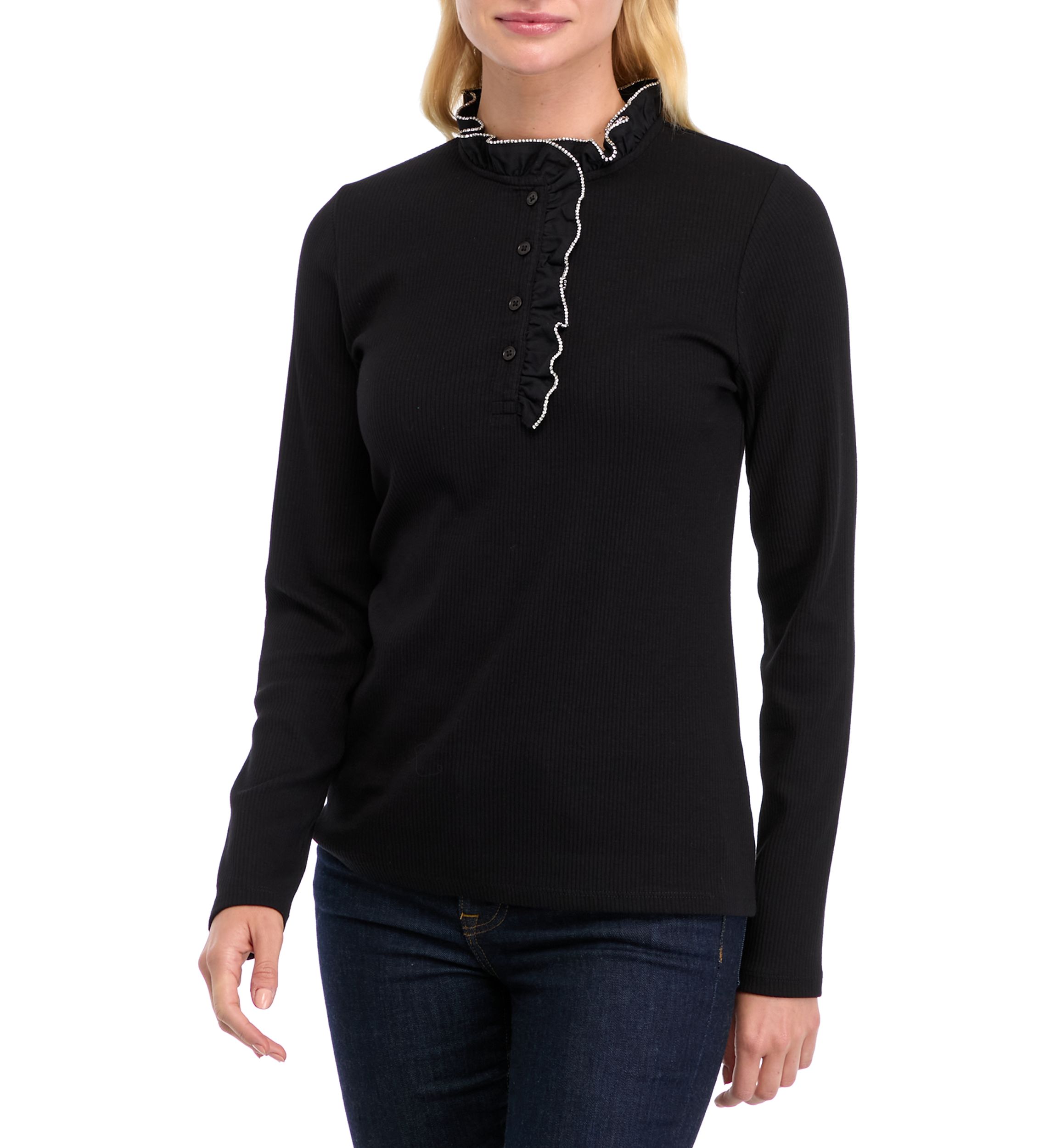 Womens Ruffle Embellished Top