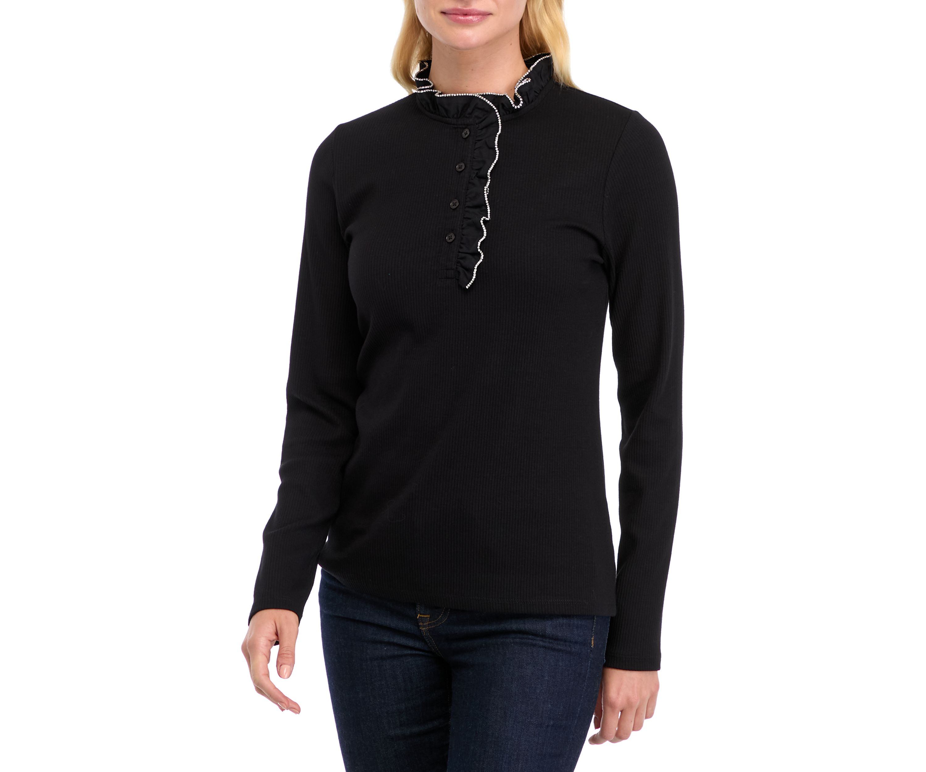 Womens Ruffle Embellished Top