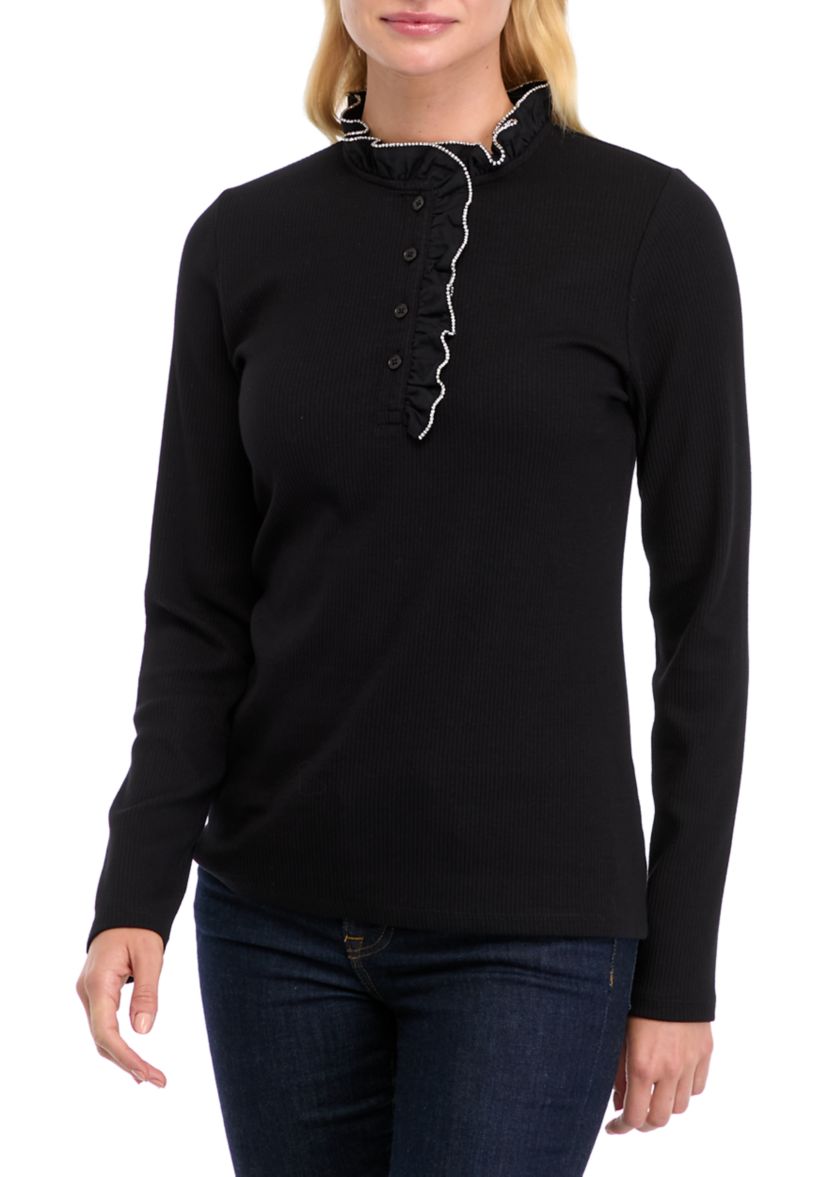 Womens Ruffle Embellished Top