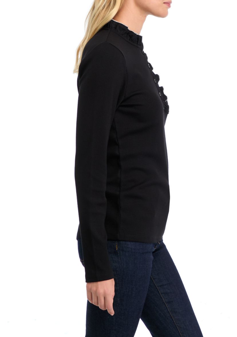 Womens Ruffle Embellished Top