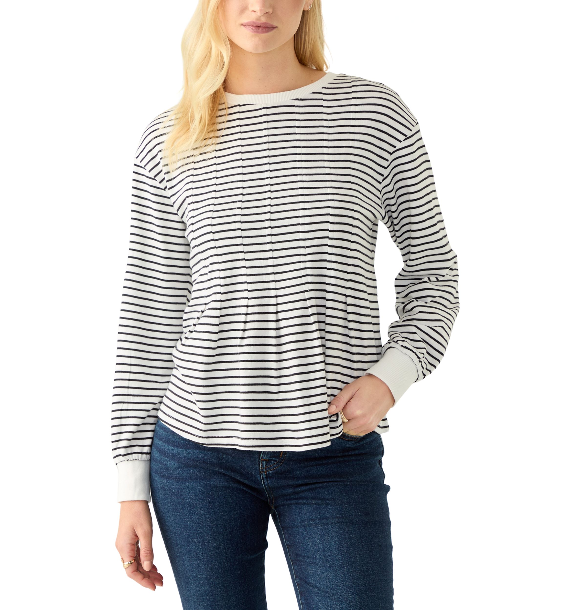 Womens Long Sleeve Pleat Front Sweatshirt 