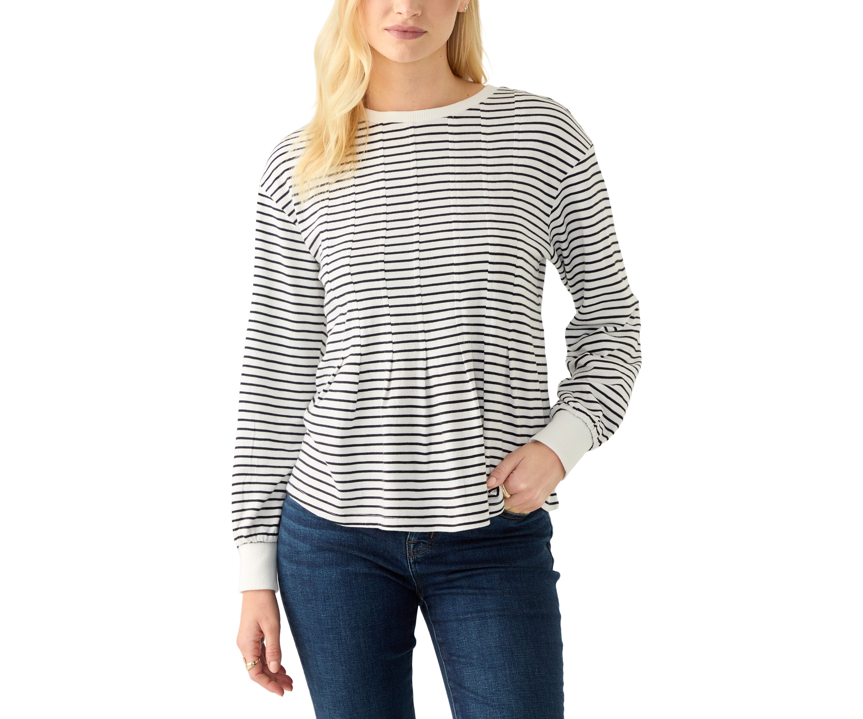 Womens Long Sleeve Pleat Front Sweatshirt 