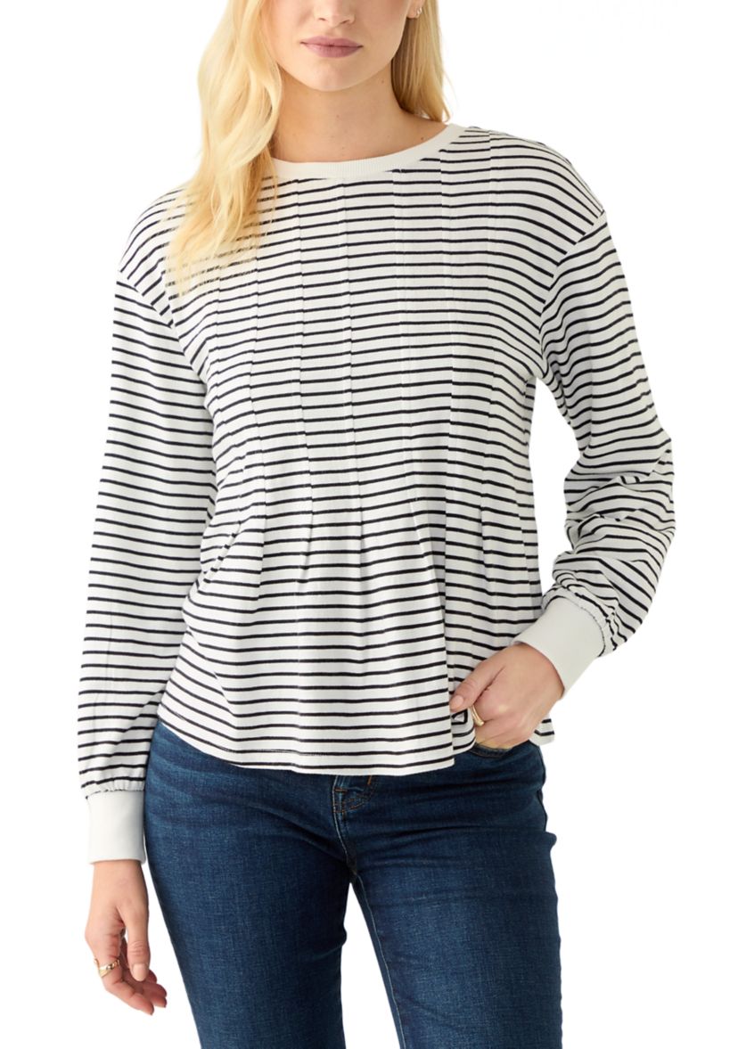 Womens Long Sleeve Pleat Front Sweatshirt 