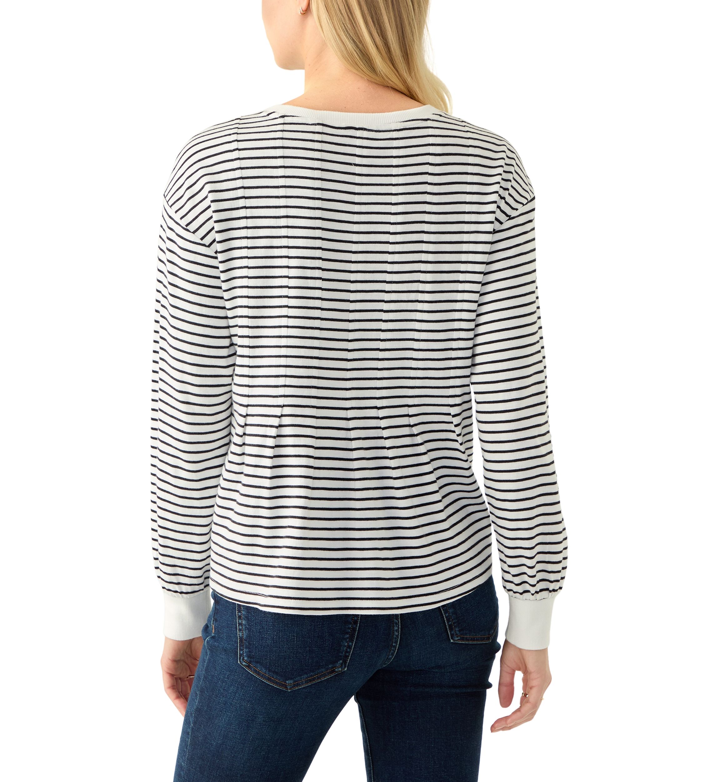 Womens Long Sleeve Pleat Front Sweatshirt 