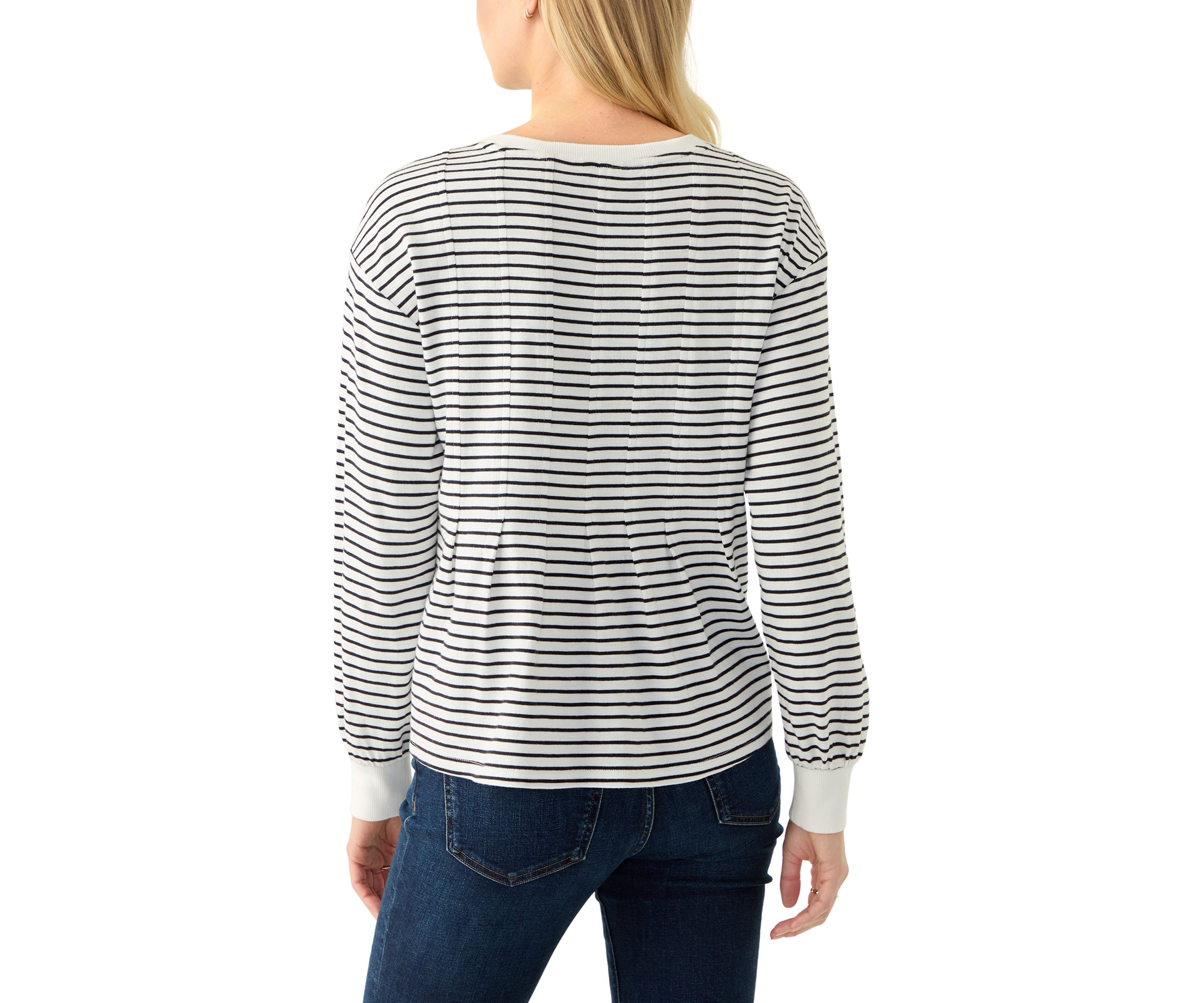 Womens Long Sleeve Pleat Front Sweatshirt 