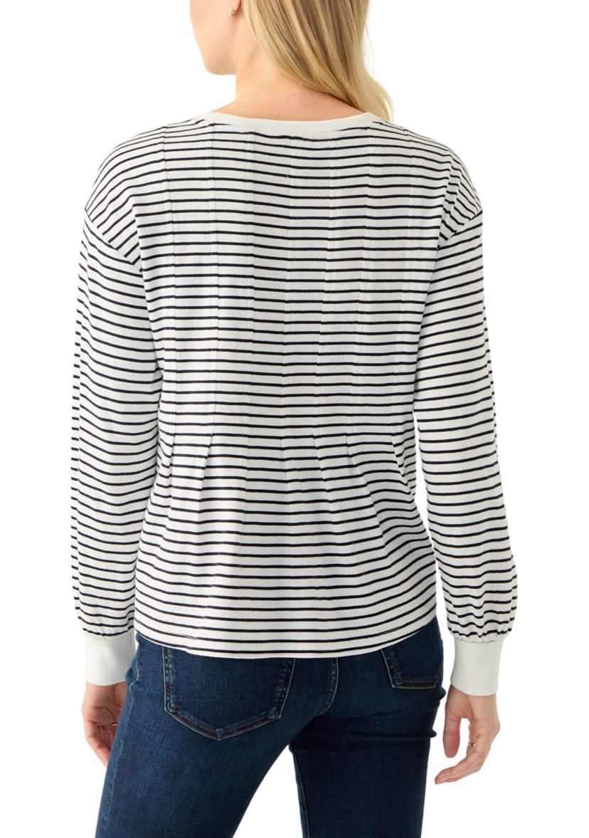 Womens Long Sleeve Pleat Front Sweatshirt 