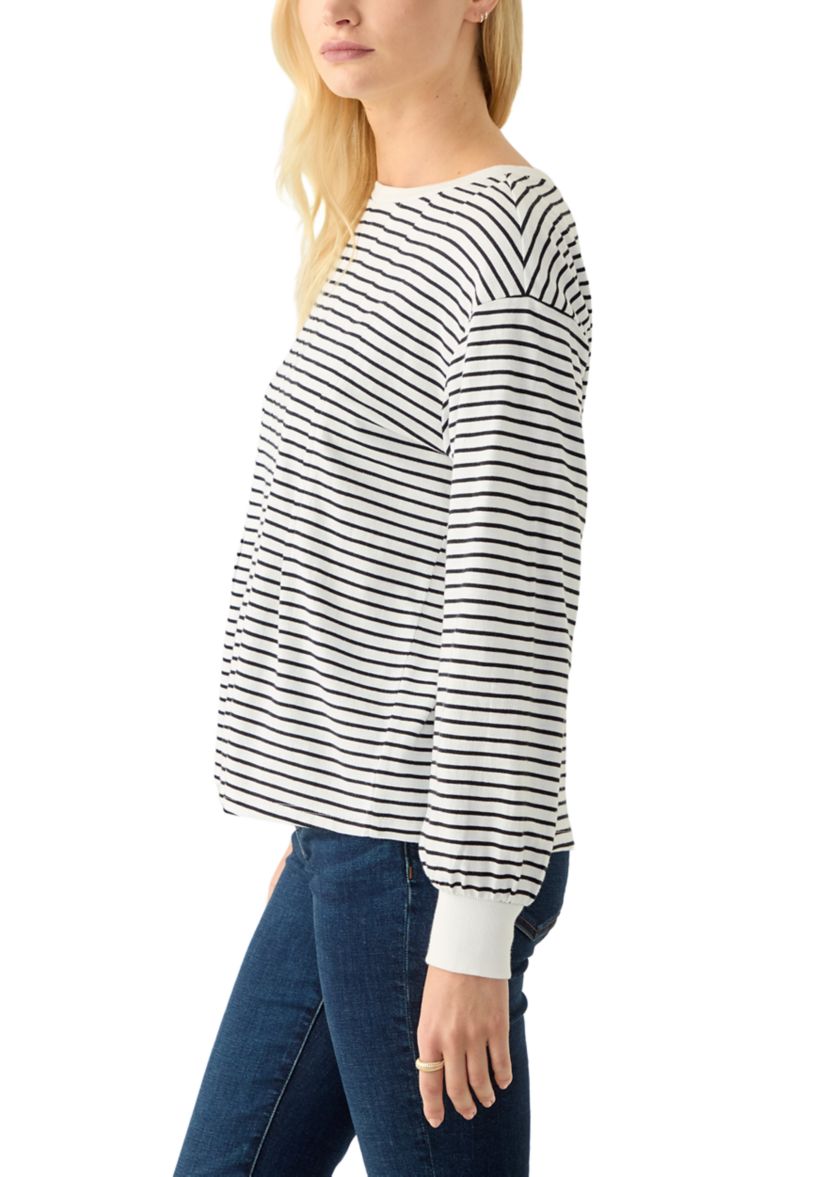 Womens Long Sleeve Pleat Front Sweatshirt 
