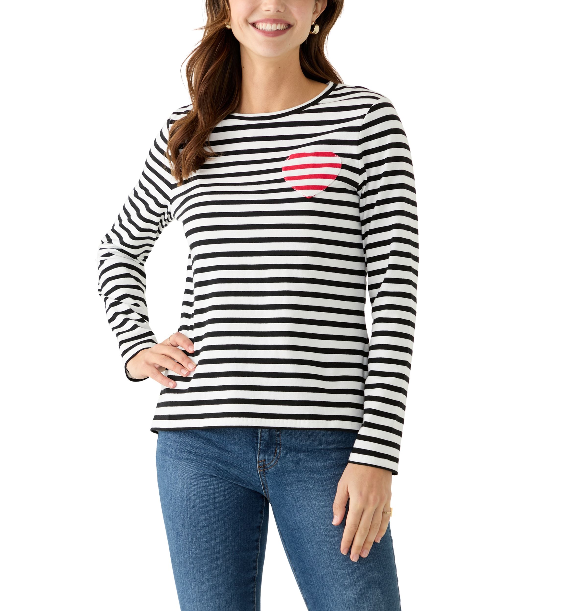 Womens Heart Stripe T-Shirt