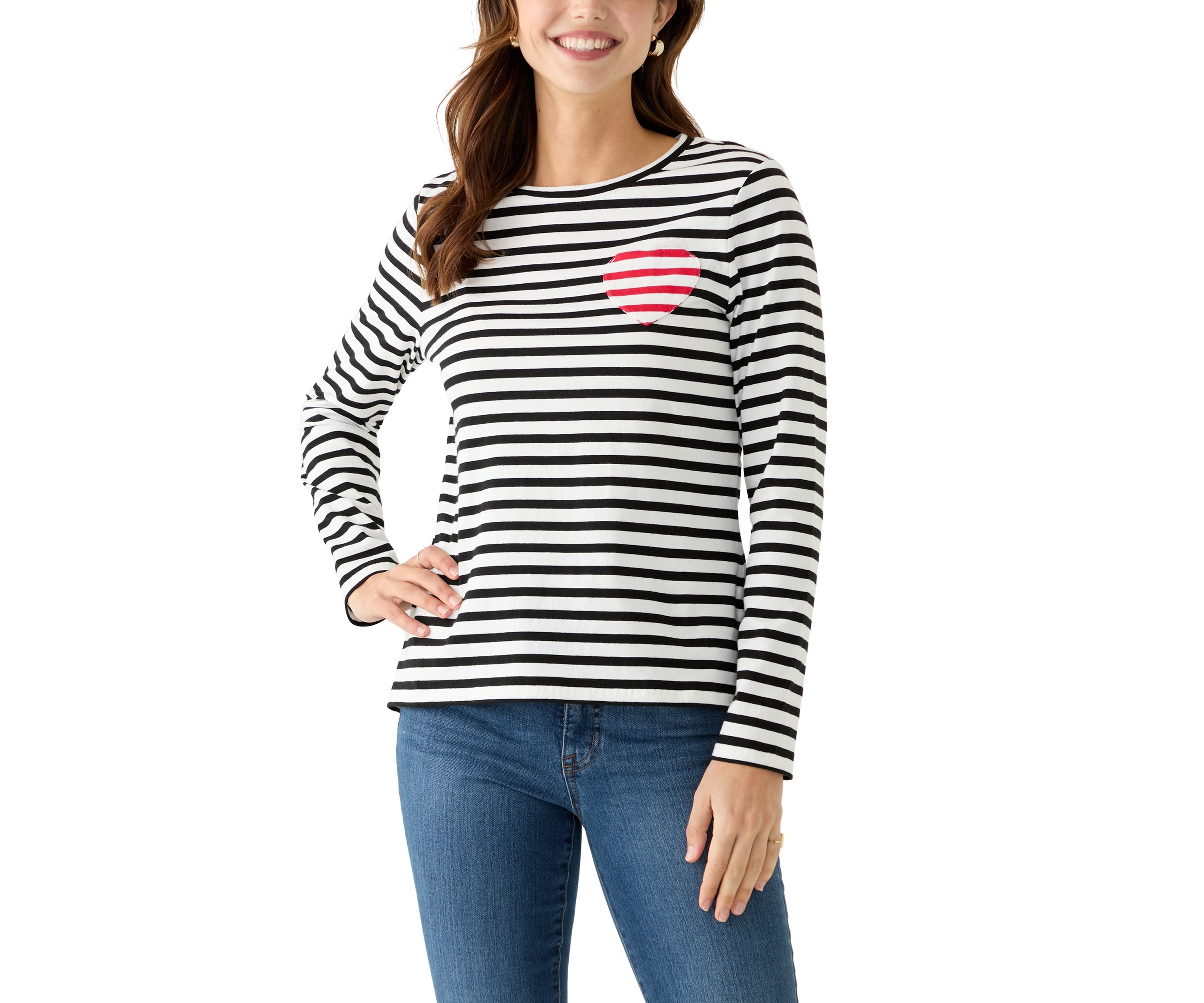 Womens Heart Stripe T-Shirt