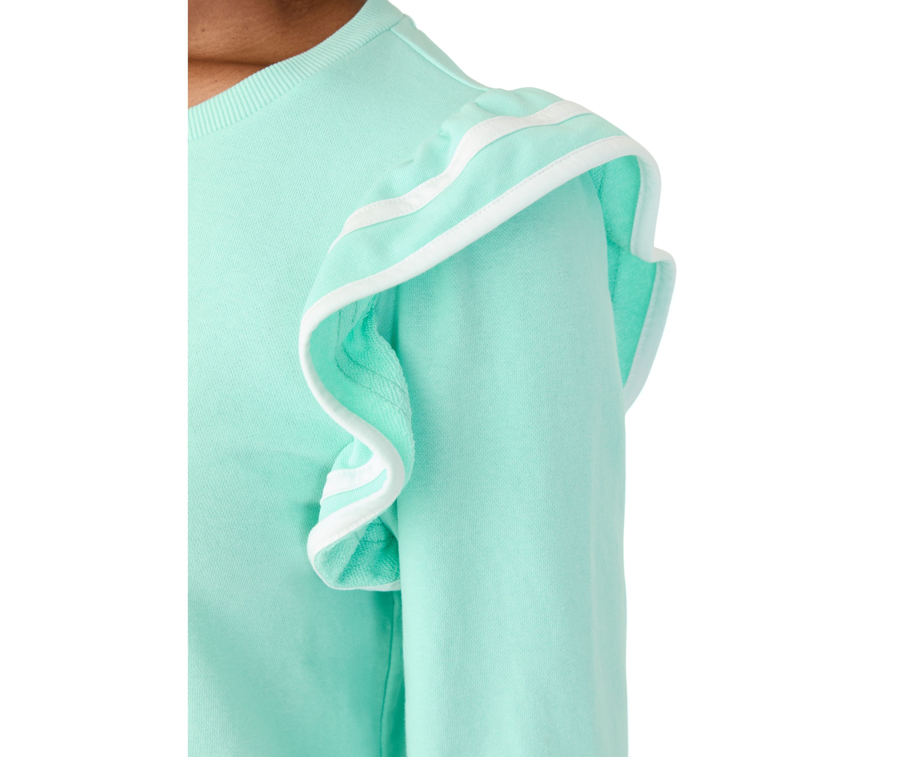 Womens Solid Ruffle Sleeve Sweatshirt
