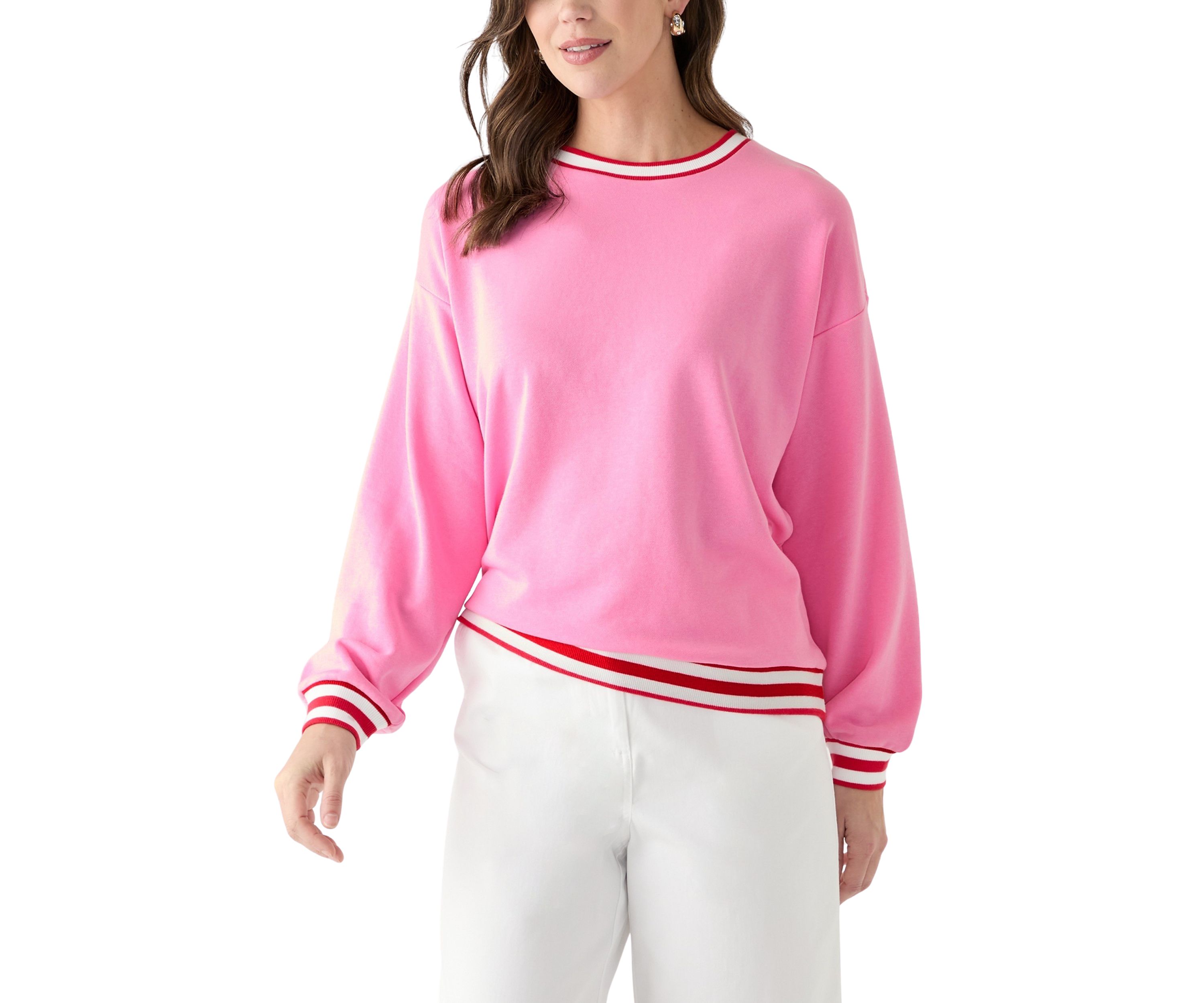 Womens Long Sleeve Stripe Sweeper Sweatshirt