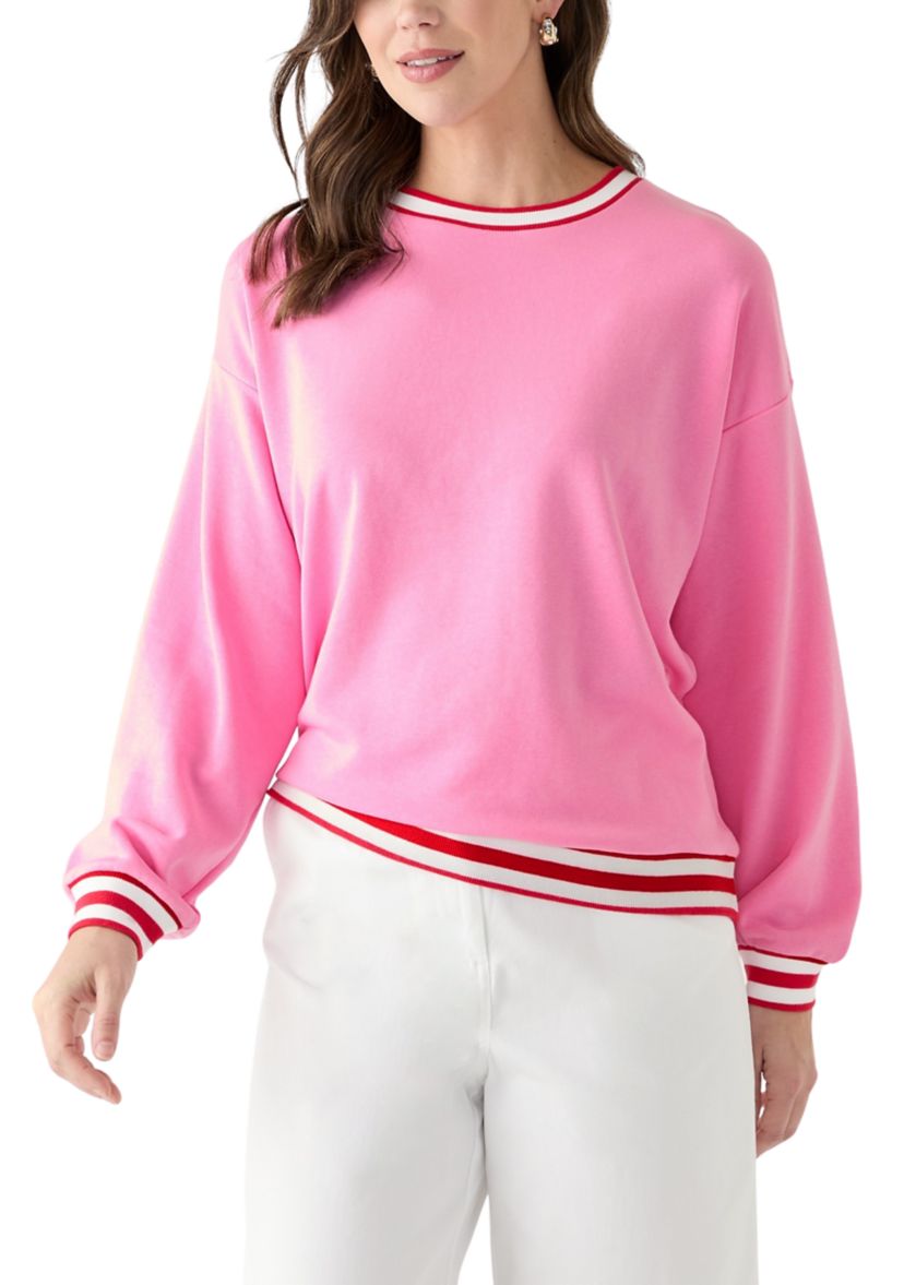 Womens Long Sleeve Stripe Sweeper Sweatshirt