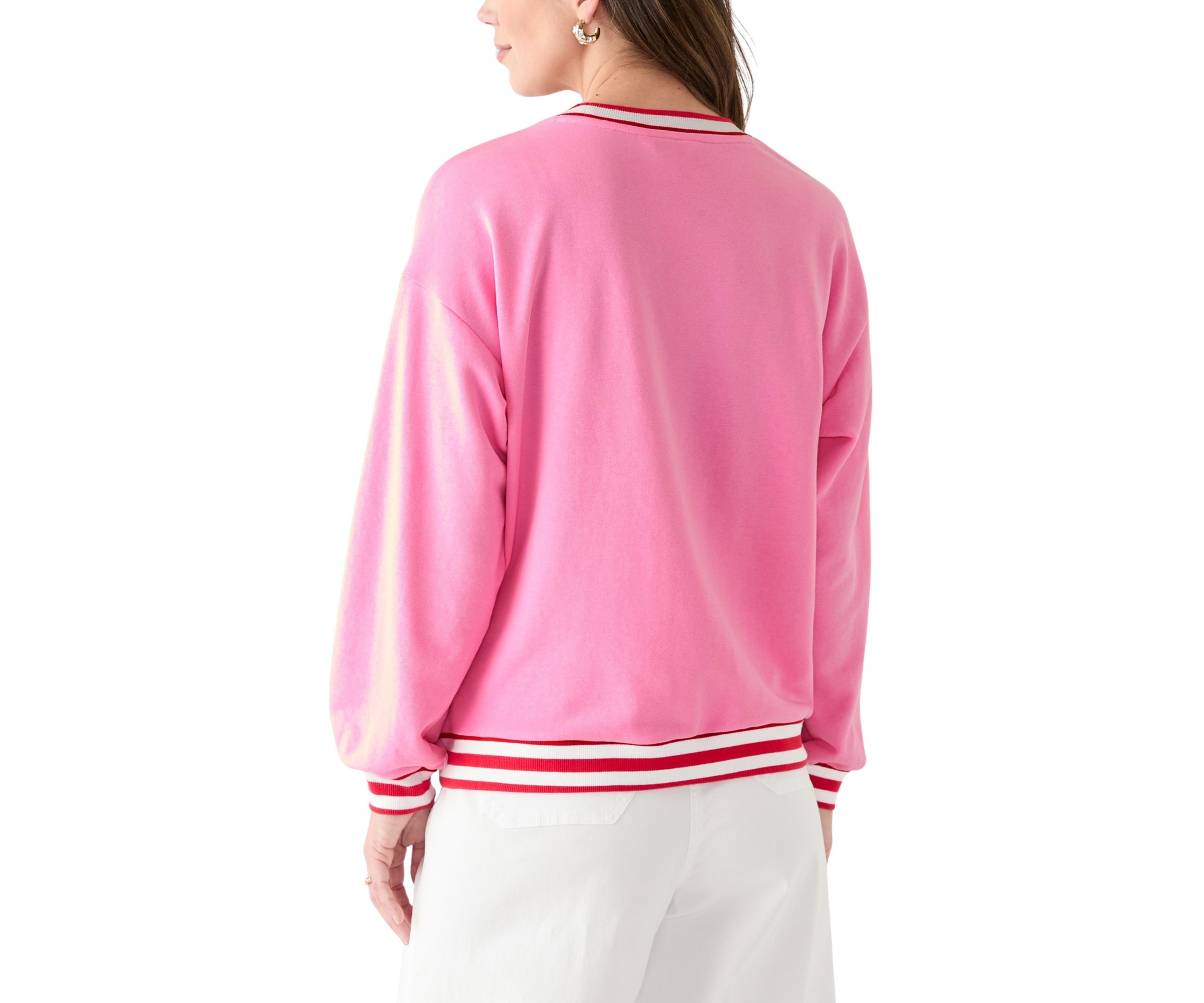 Womens Long Sleeve Stripe Sweeper Sweatshirt