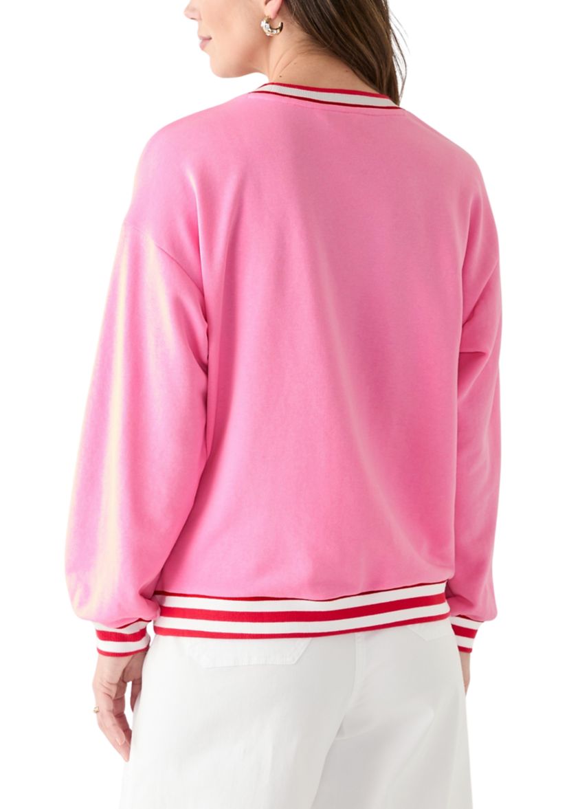 Womens Long Sleeve Stripe Sweeper Sweatshirt