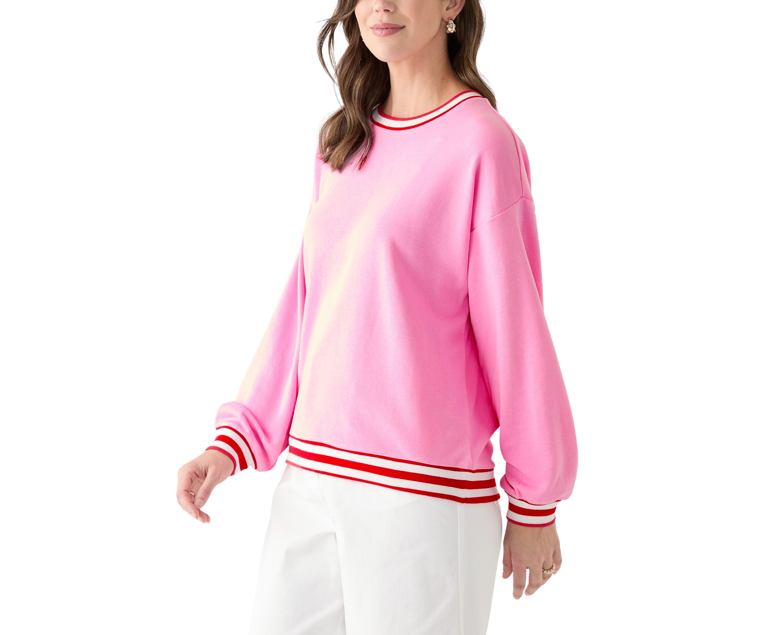 Womens Long Sleeve Stripe Sweeper Sweatshirt