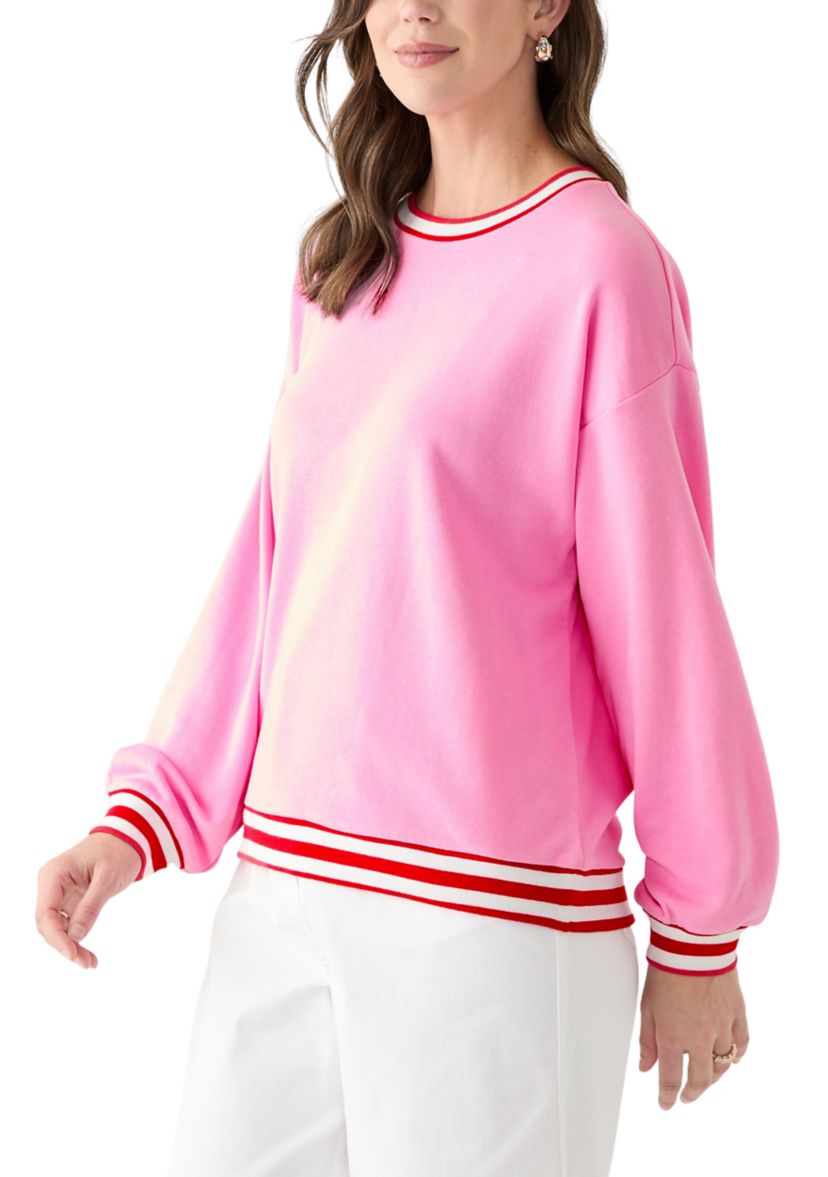Womens Long Sleeve Stripe Sweeper Sweatshirt