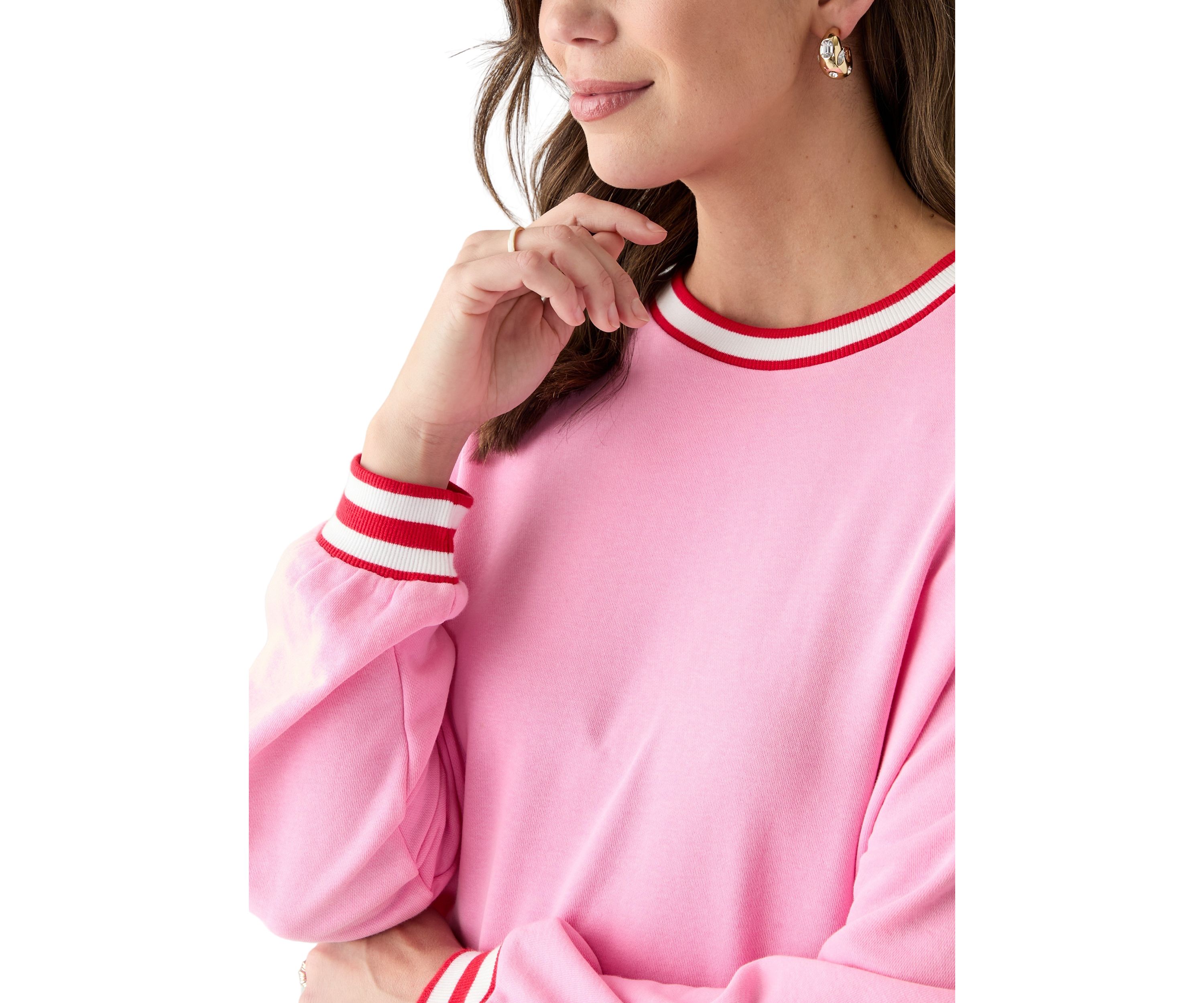 Womens Long Sleeve Stripe Sweeper Sweatshirt