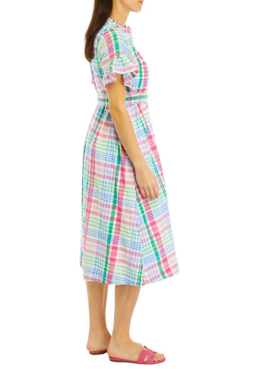Womens Printed Button Front Dress